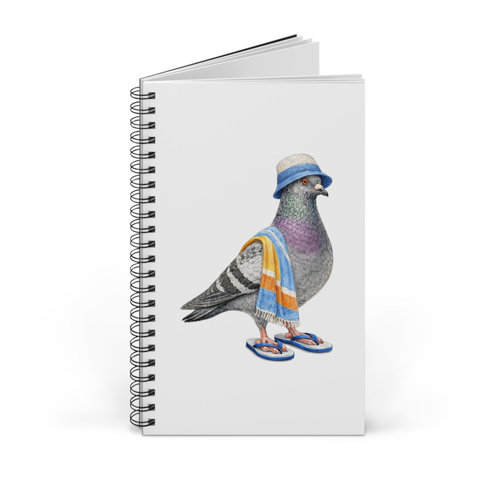 Customizable Coney Island NYC Pigeon Spiral Journal | Brooklyn Beach Bum Bird Lovers Notebook