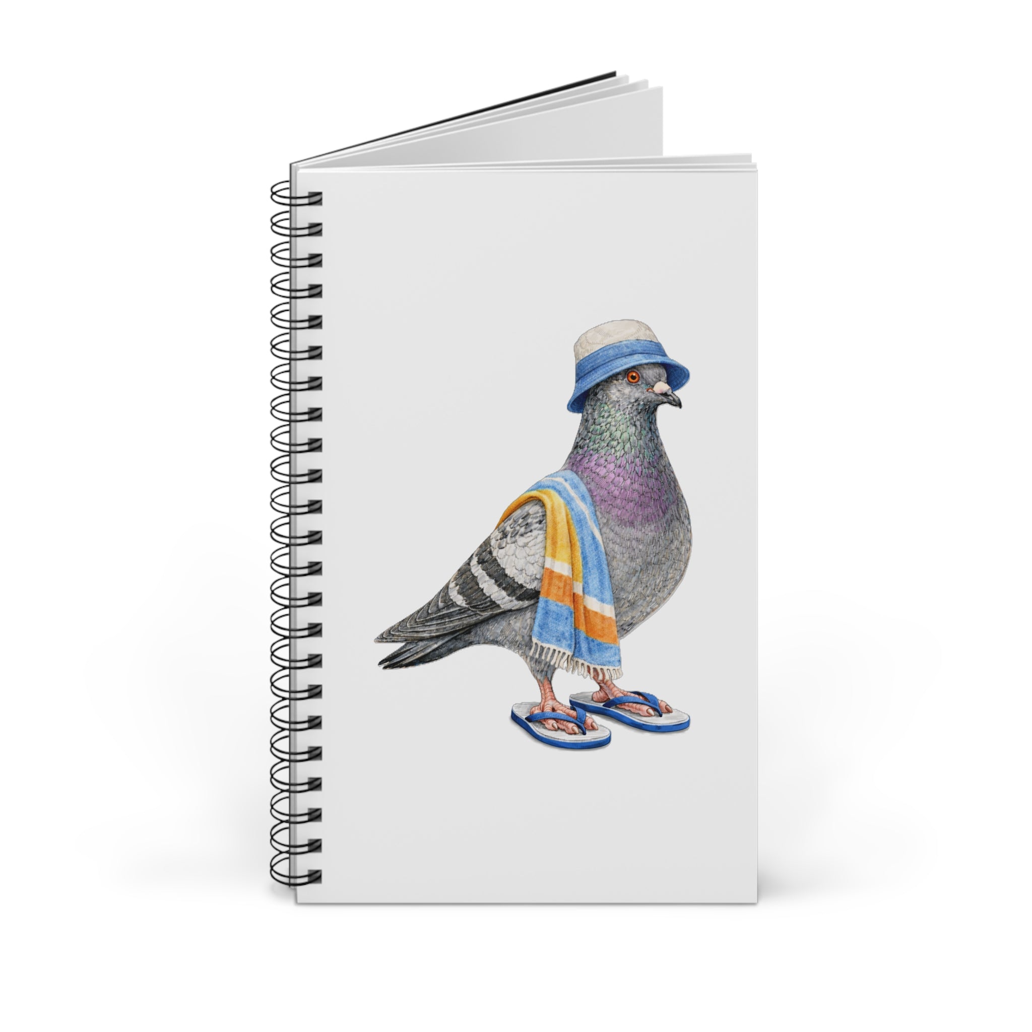 Customizable Coney Island NYC Pigeon Spiral Journal | Brooklyn Beach Bum Bird Lovers Notebook