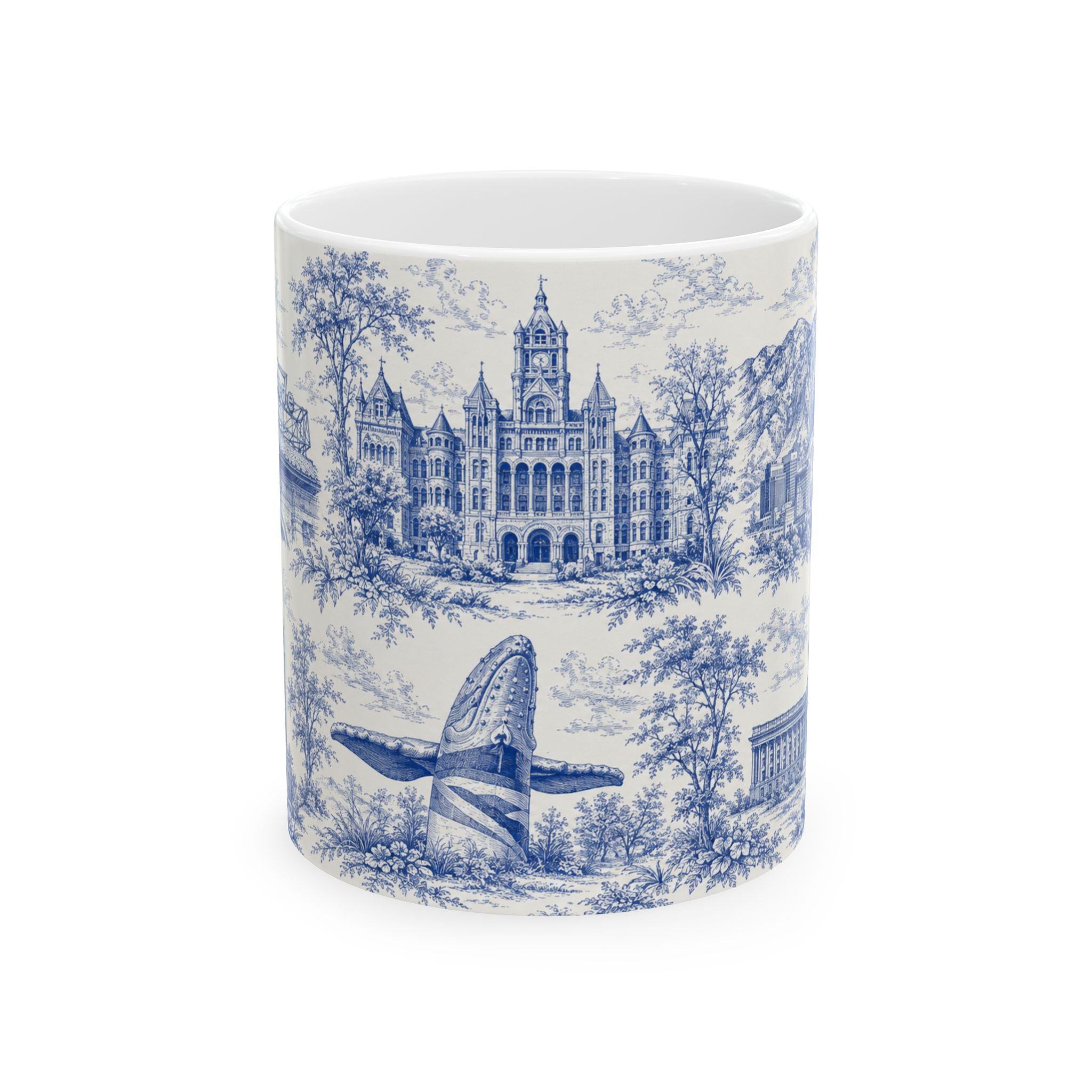 Salt Lake City Blue Toile de Jouy Mug —  Ceramic Coffee Cup (11oz)