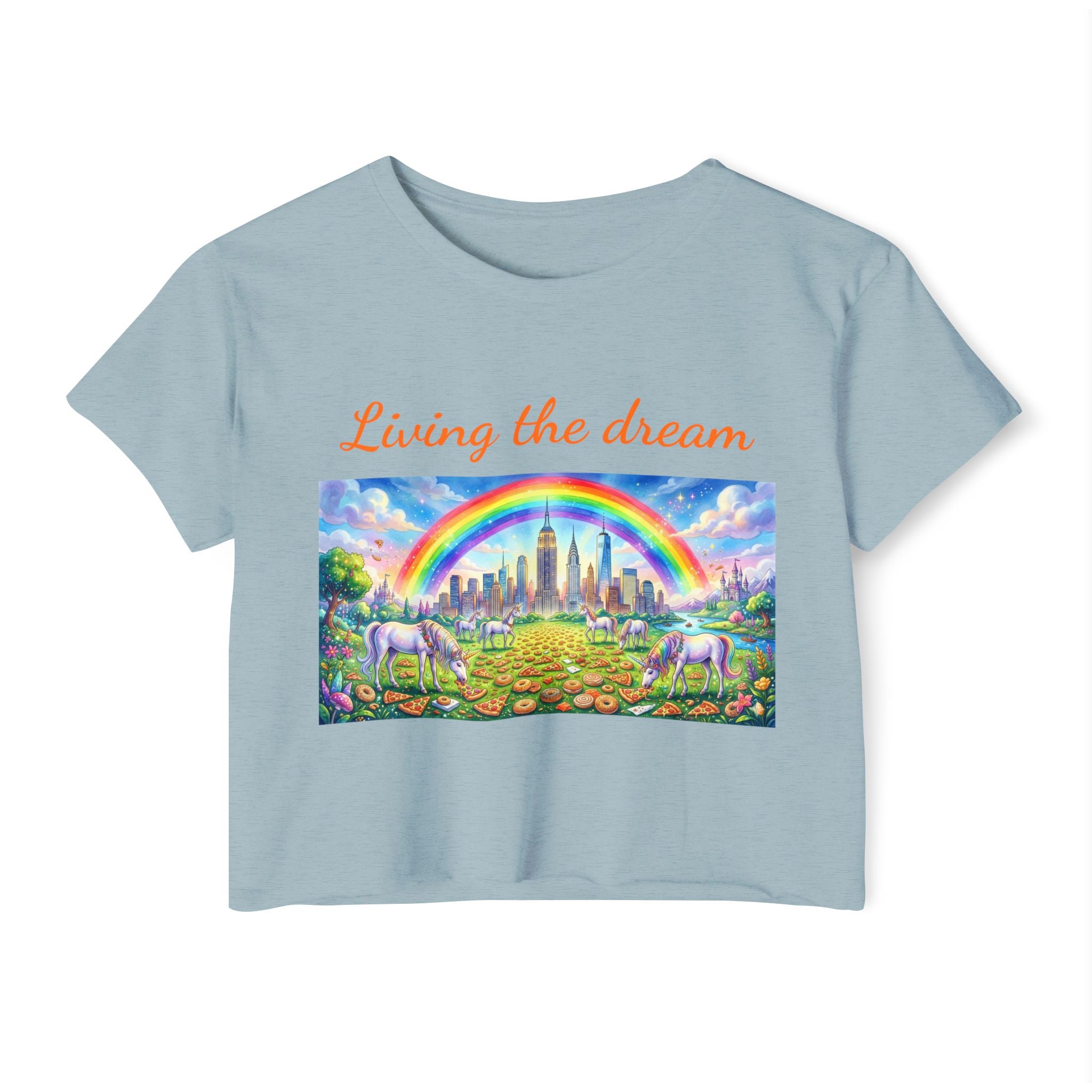 NYC Living The Dream Crop Top Tee | New York Is a Fairy Tale Tee T-shirt