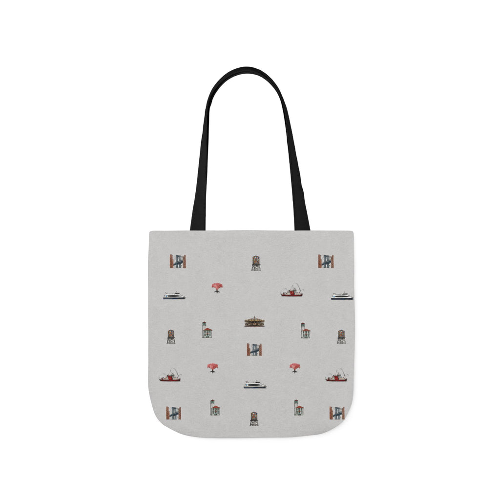 Icons of DUMBO Canvas Tote — Illustrated Miniature Brooklyn Icons Tote Bag