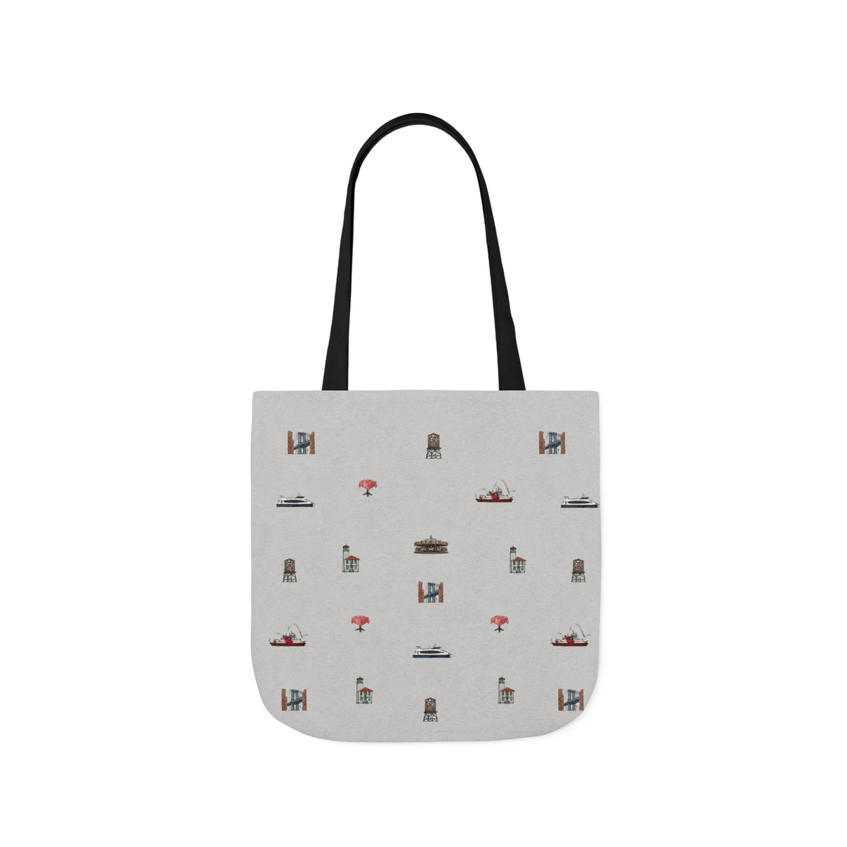 Icons of DUMBO Canvas Tote — Illustrated Miniature Brooklyn Icons Tote Bag