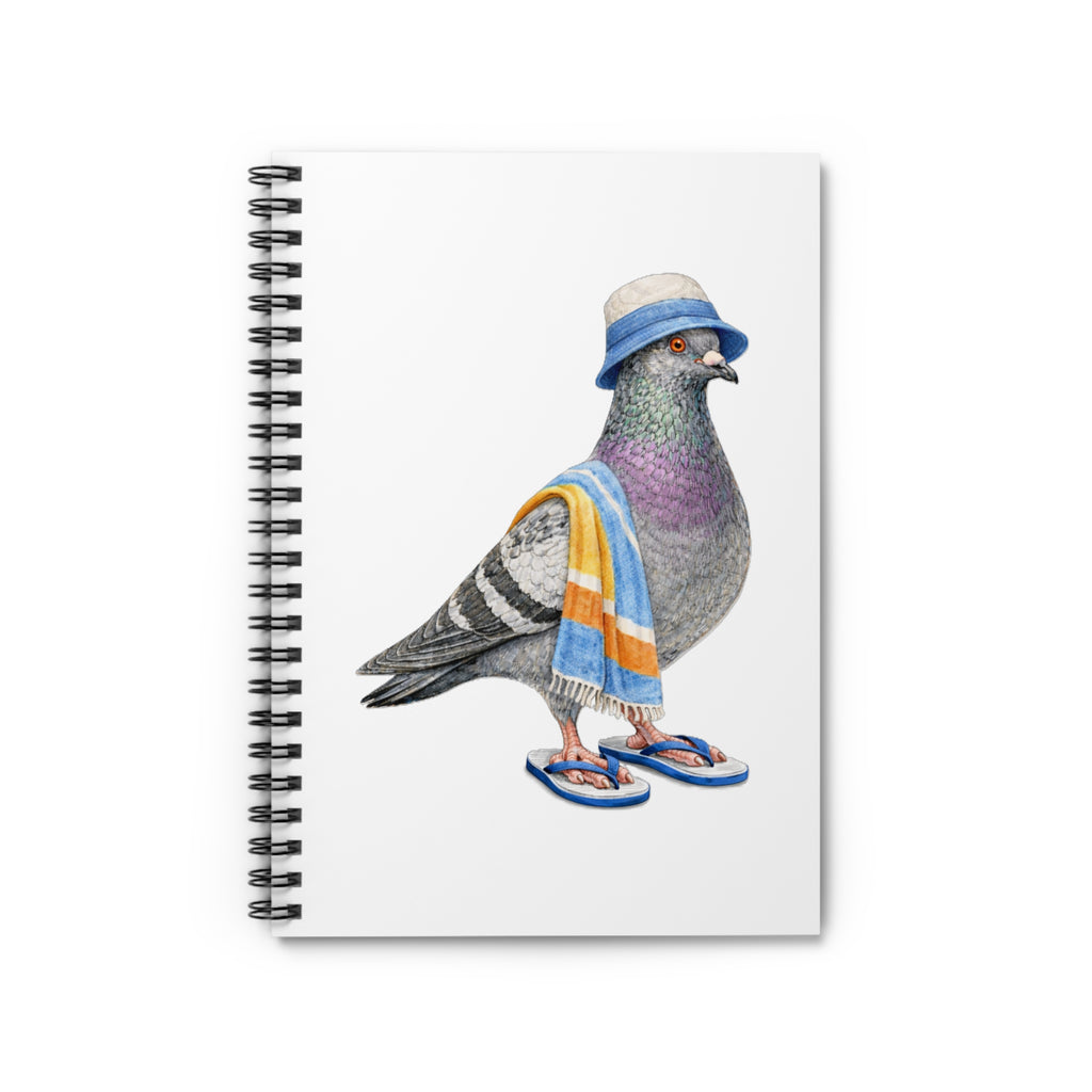 Customizable Coney Island NYC Pigeon Spiral Journal | Brooklyn Beach Bum Bird Lovers Notebook
