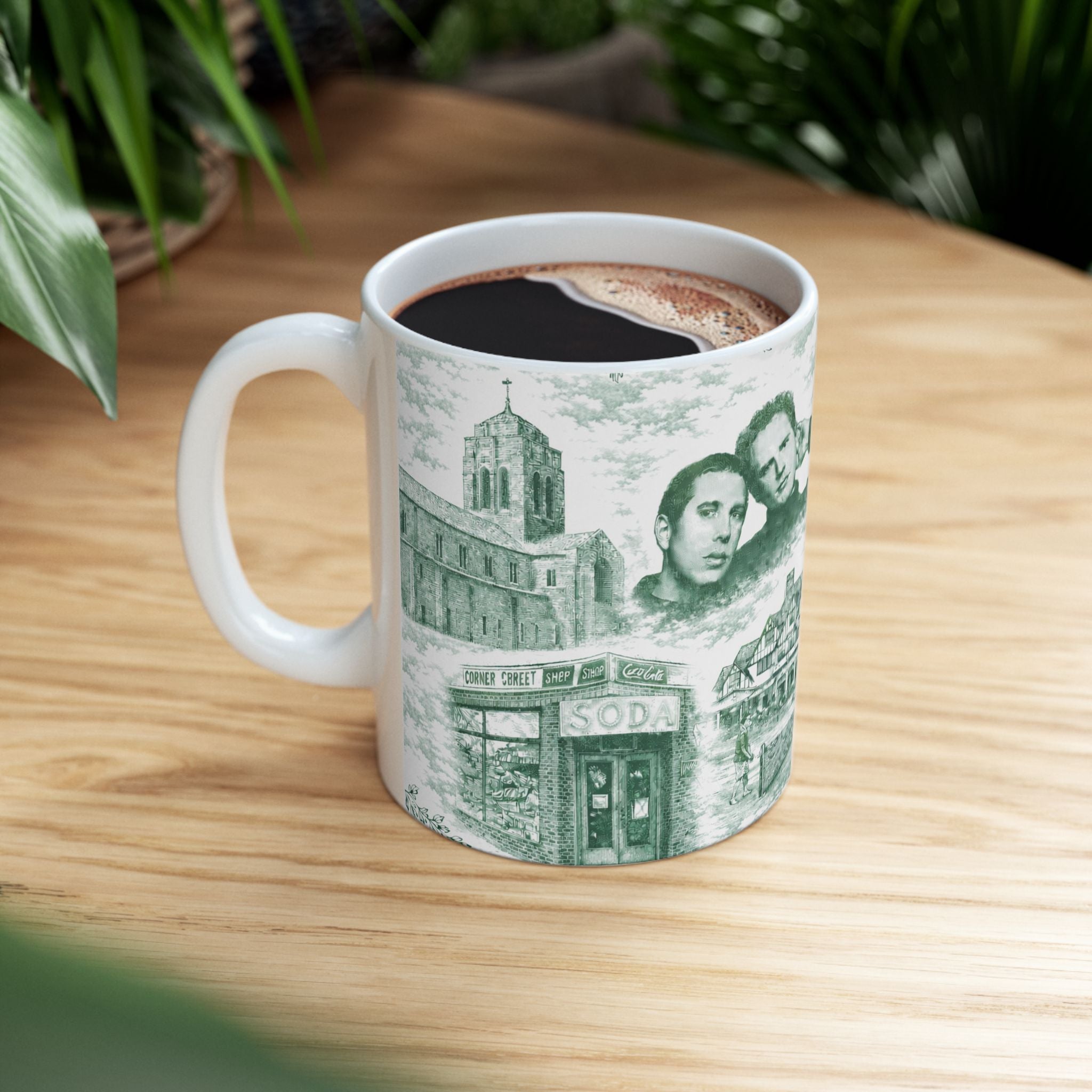 Forest Hills Green Toile de Jouy Mug | Queens Chinoiserie Ceramic Coffee Cup