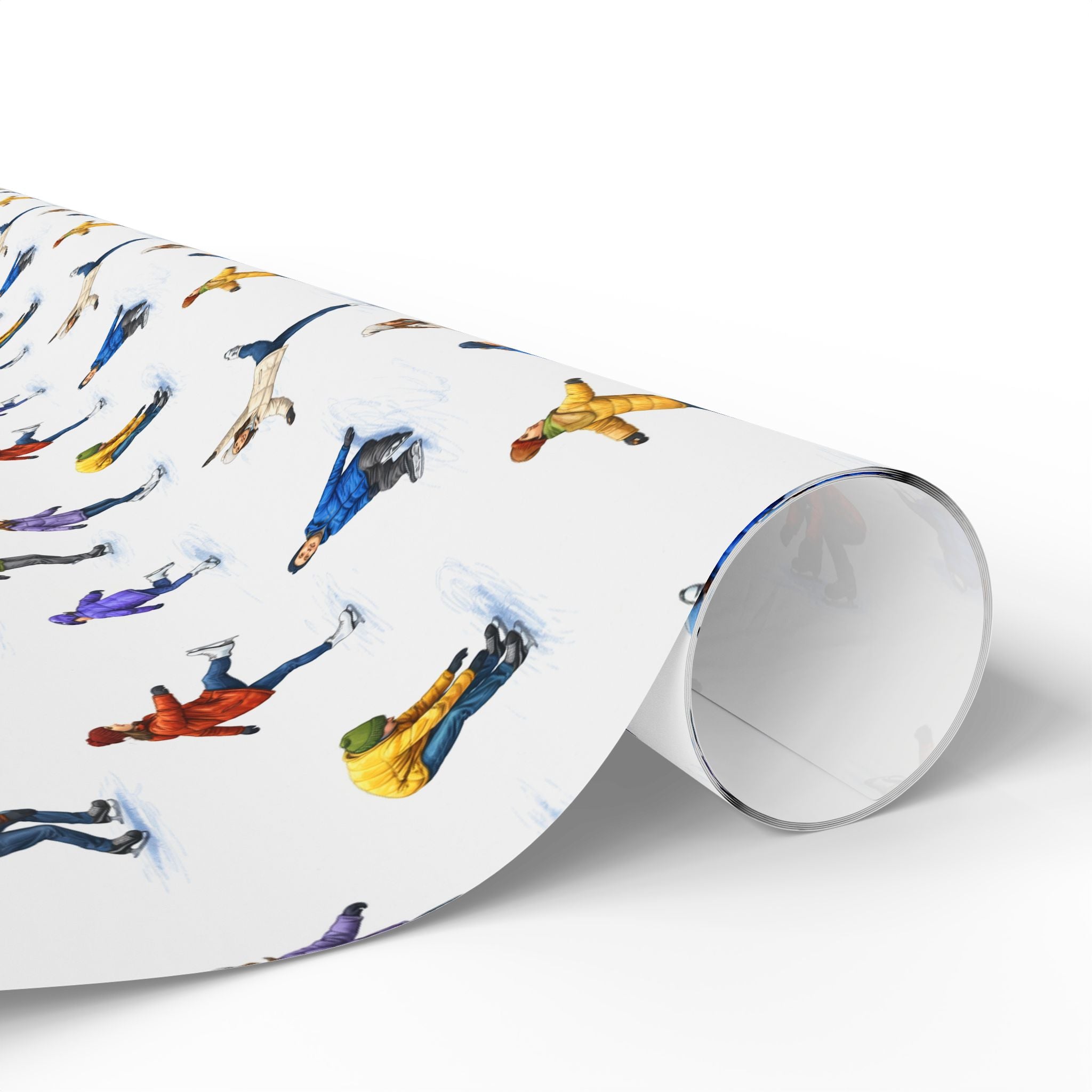 Winter Ice Skaters Gift Wrap Paper | Figure Skating Pattern Wrapping Paper