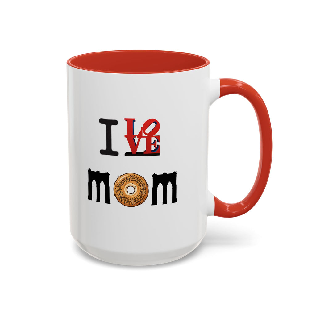 I Love NY Mom Mug | I Love Mom Mother's Day Bagel Brooklyn Bridge Accent Coffee Mug 11oz