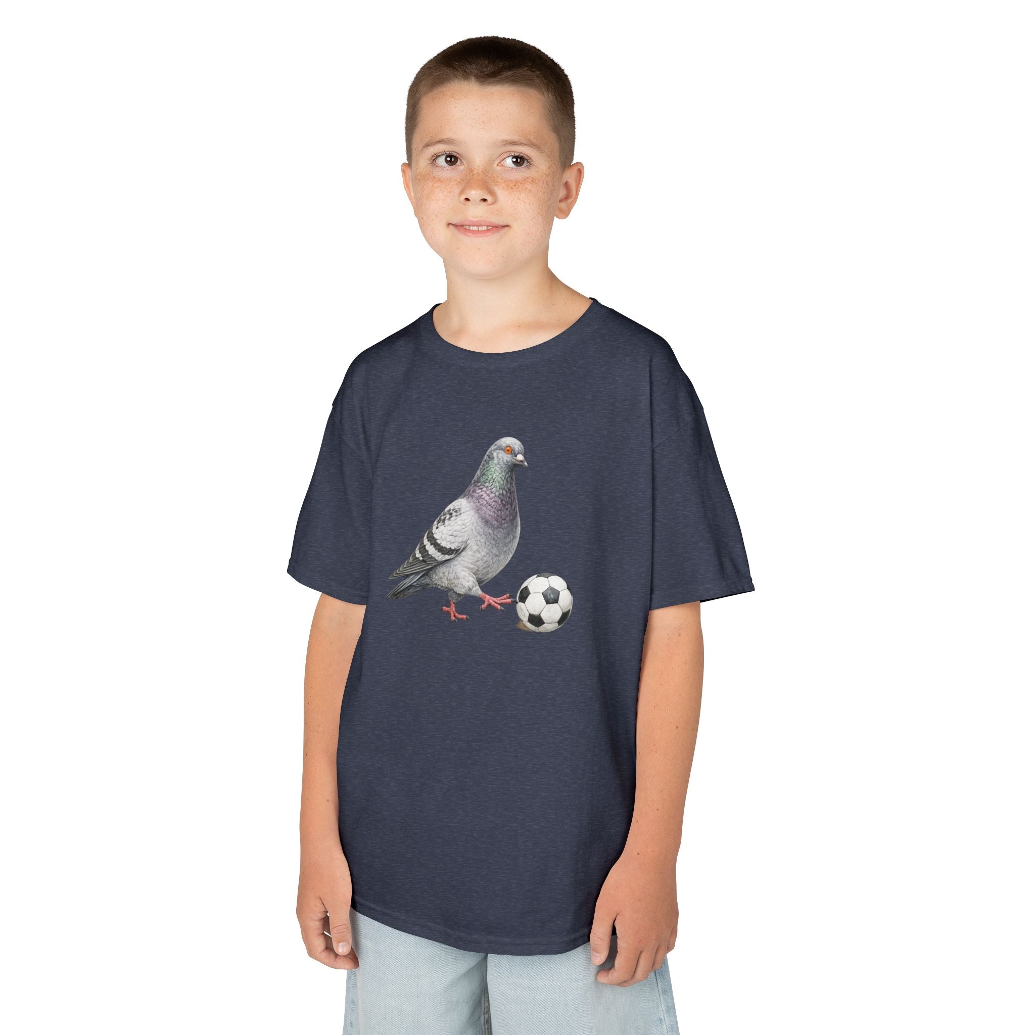 Customizable Corona NYC Pigeon Kids Soccer Tee — Cute Bird Soccer T-Shirt for Children