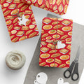 Italian Food Pattern Red Gift Wrap Paper | Pasta Spaghetti Rigatoni Meatball Sub Wrapping Paper Roll, Foodie Party Wrap