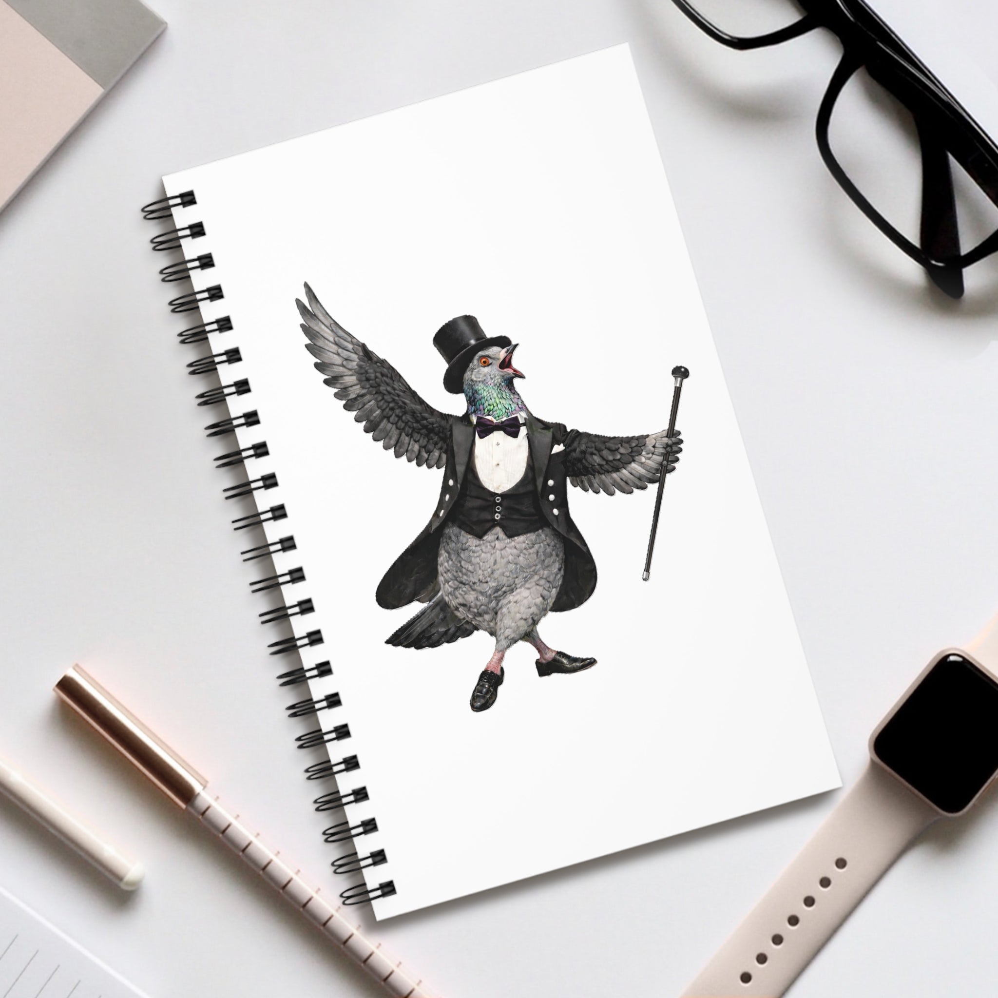 Customizable Broadway NYC Pigeon Spiral Journal | Cabaret Musical Theater Bird Lovers Notebook
