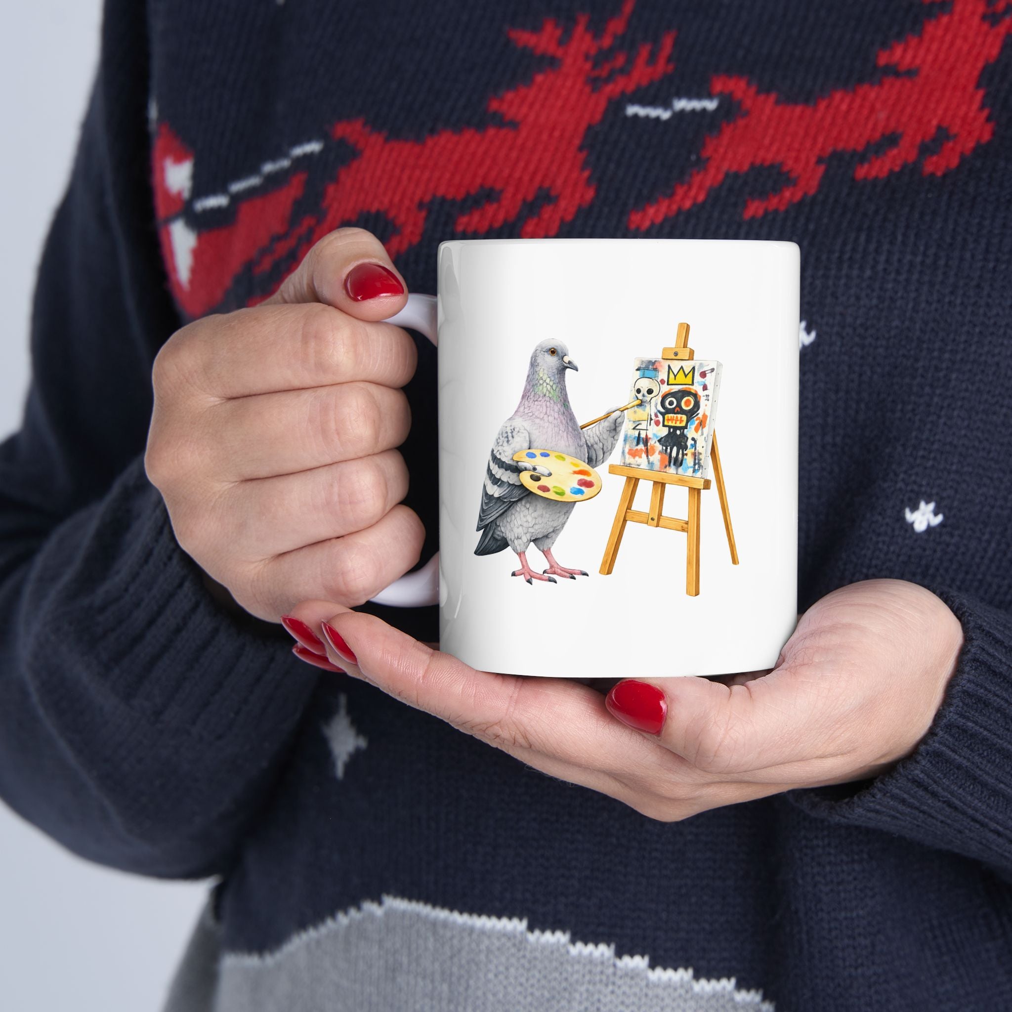 Customizable SoHo NYC Pigeon Mug | New York City Artist Bird Lovers Ceramic Coffee Cup