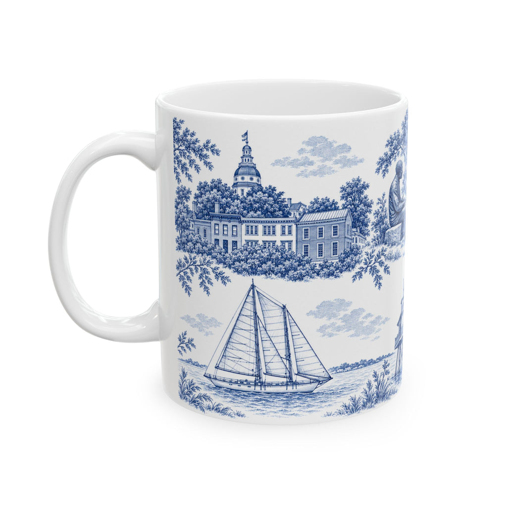 Annapolis Blue Toile de Jouy Ceramic Mug – Vintage Scenic 11oz