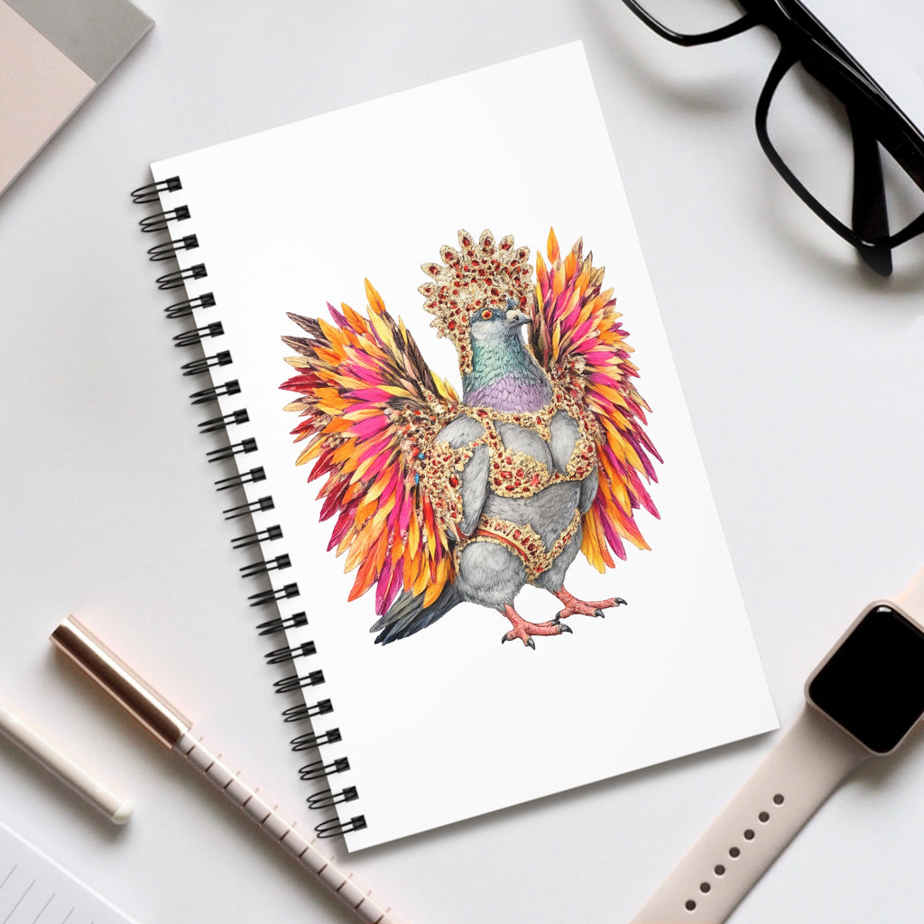 Customizable Flatbush NYC Pigeon Spiral Journal | Mardi Gras Carnival Parade Bird Lovers Notebook