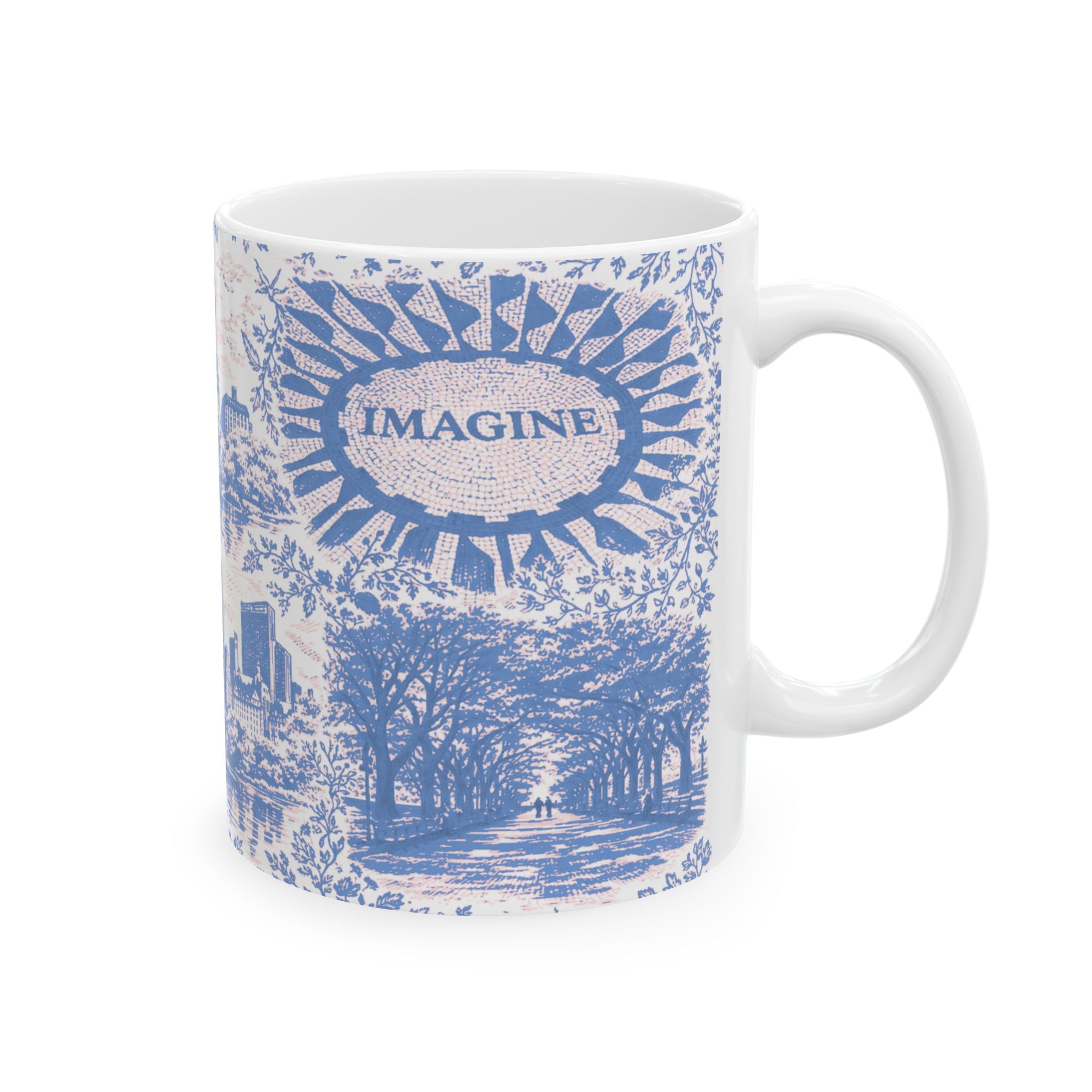 Central Park Blue Toile de Jouy Mug | NYC Ceramic Coffee Cup