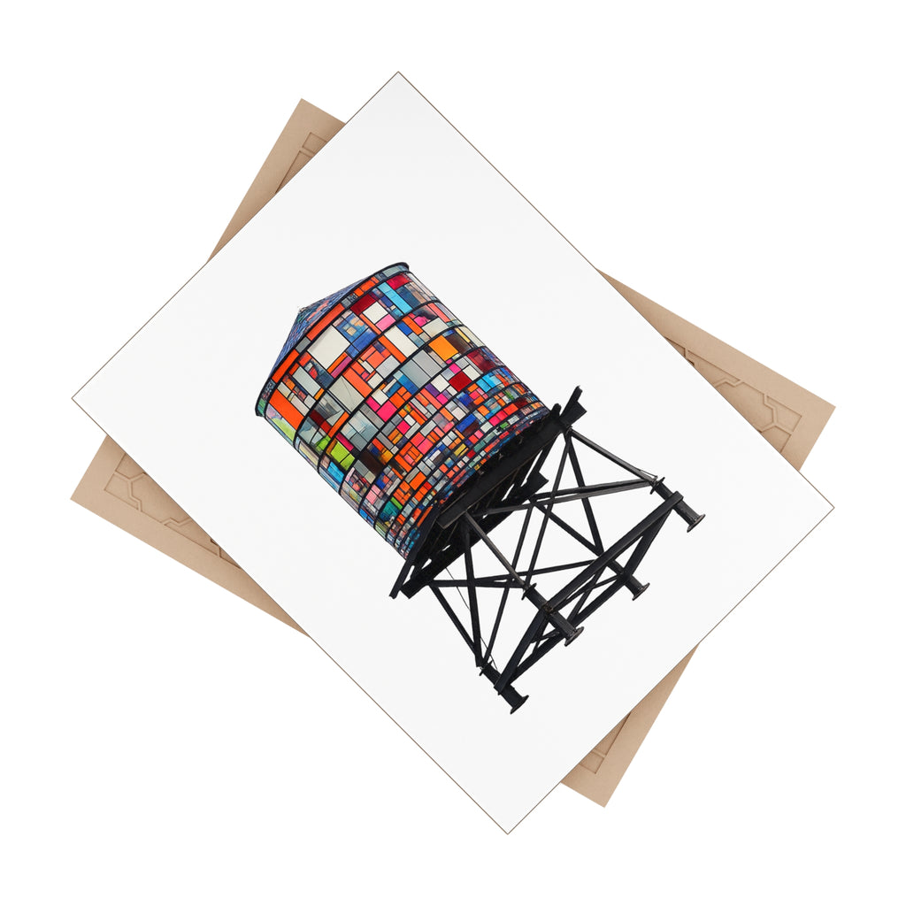 DUMBO Brooklyn Colorful Mosaic Water Tower Ceramic Shower Bath Tile 6" x 8"