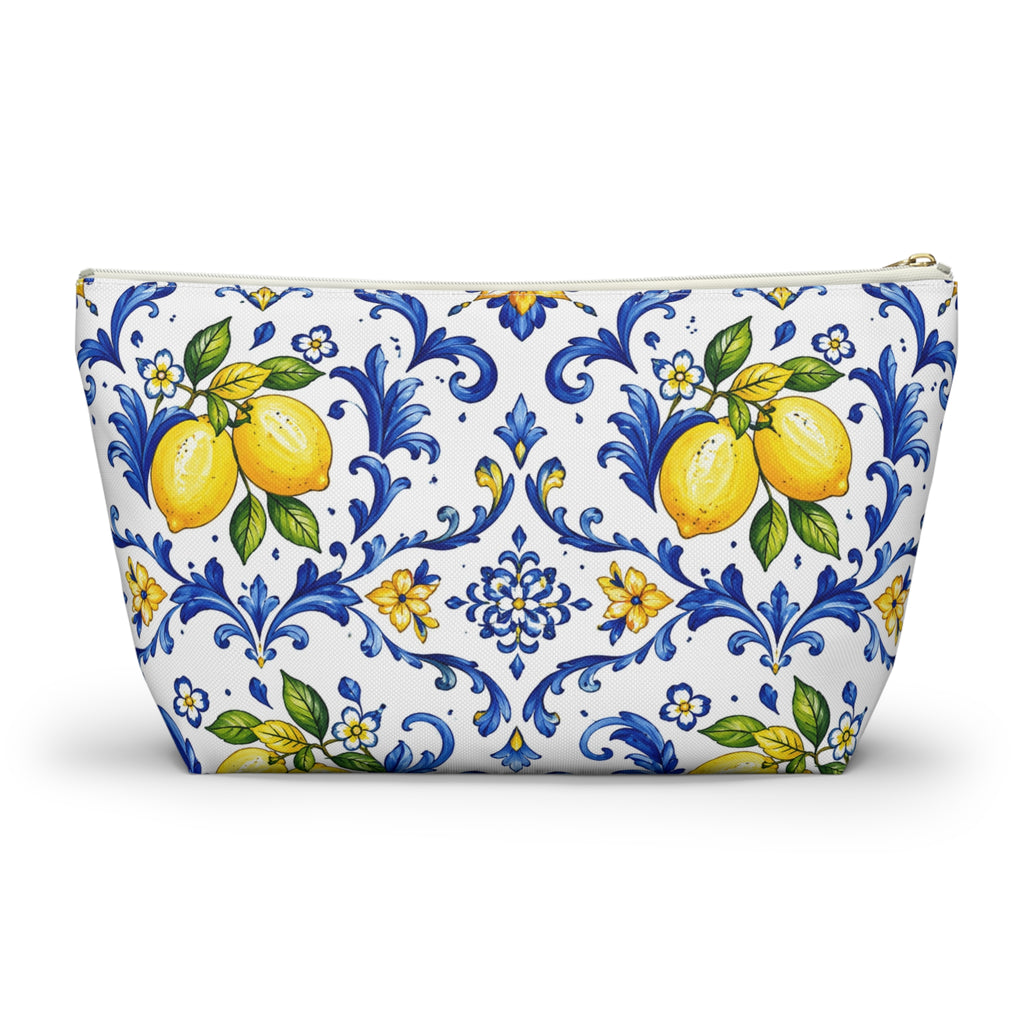 Little Italy Amalfi Blue and White with Lemon 2 Makeup Pouch —  T-Bottom Travel Bag
