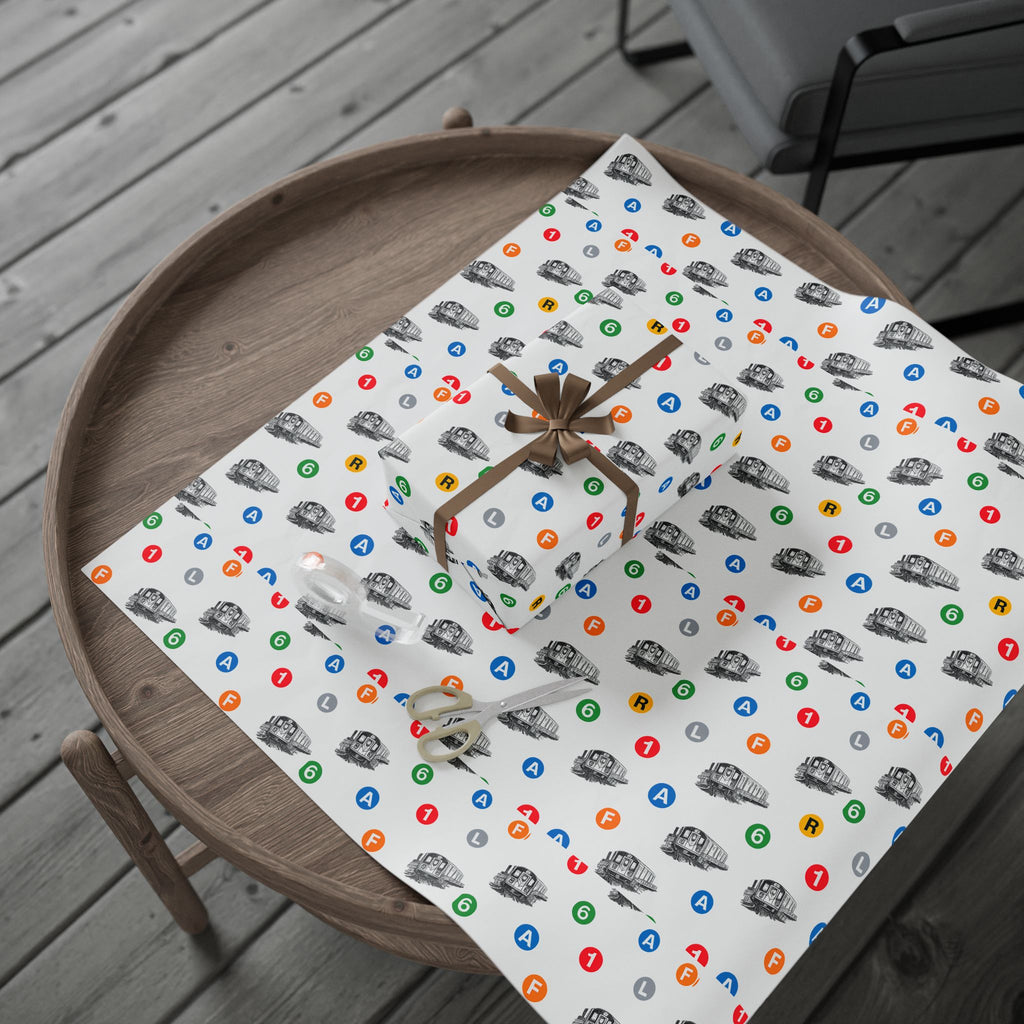 Subway Train & Transit Icons Gift Wrap Papers | NYC Metro Subway Pattern Wrapping Paper