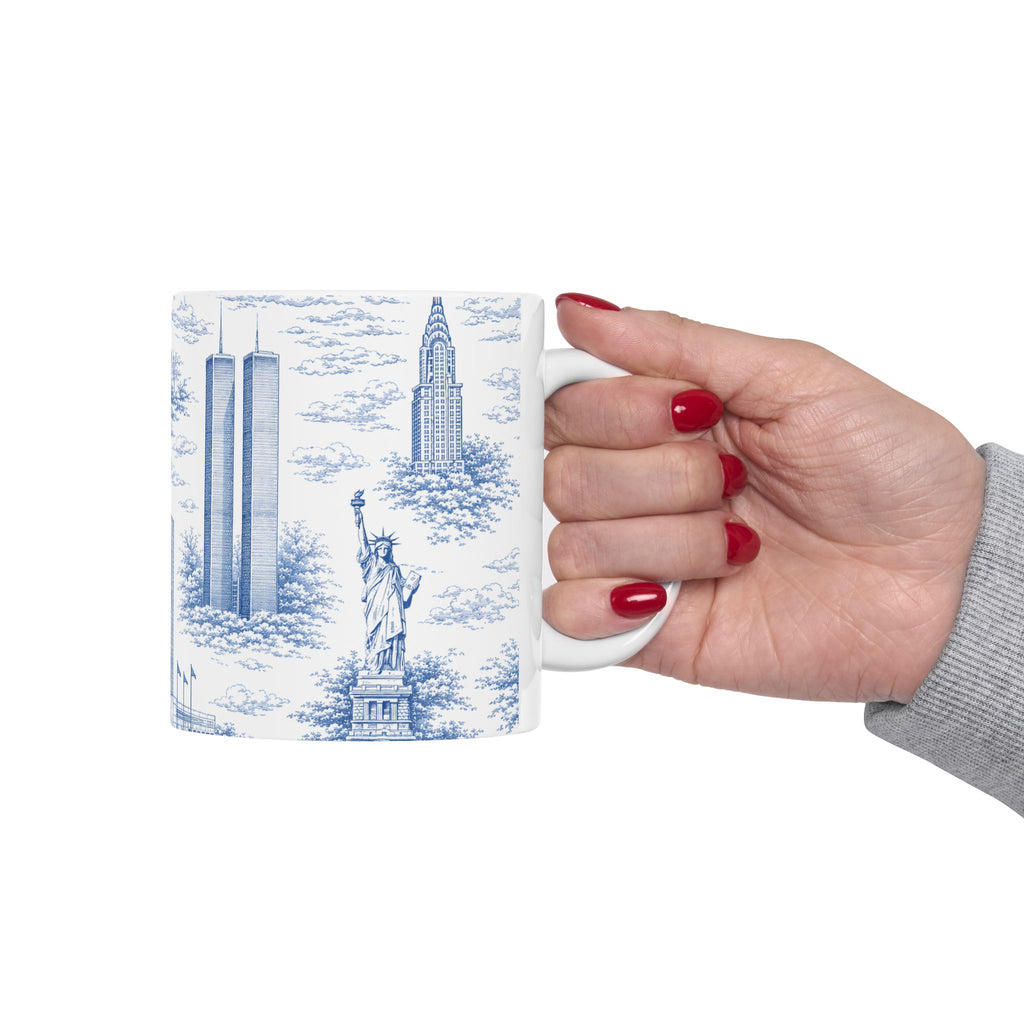 Manhattan BlueToile de Jouy Mug | New York City Chinoiserie Ceramic Mug