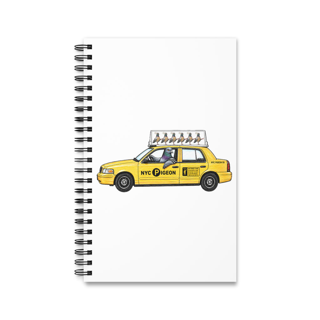 Customizable Jackson Heights NYC Pigeon Spiral Journal | Taxi Cab Bird Lovers Notebook
