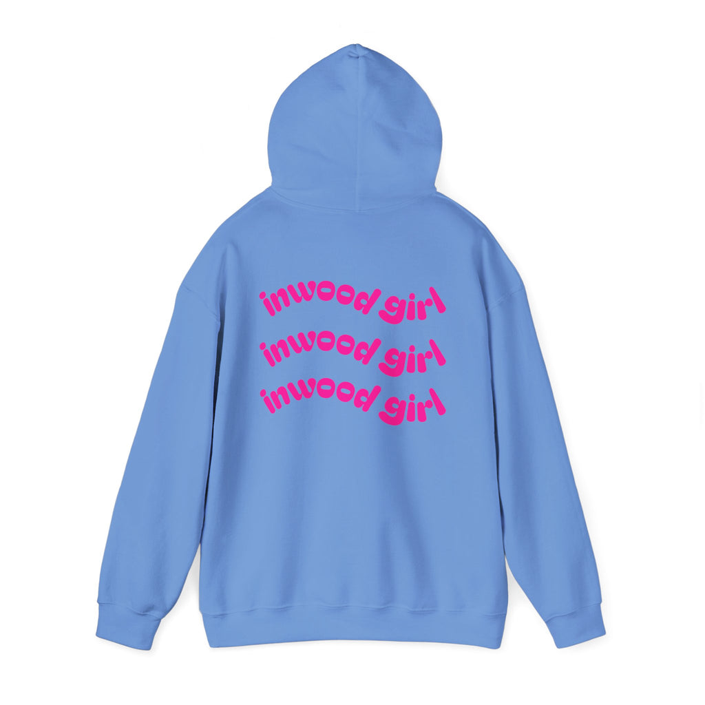 Inwood Girl Hoodie – Retro Pink Wave Back Print Hooded Sweatshirt