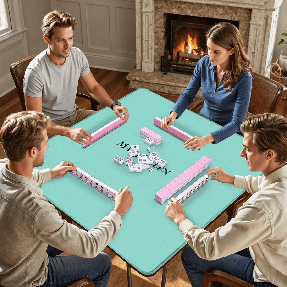 Robin's Egg Blue Mahj Queen Mahjong Mat 31.5"x31.5" (Ship Folded)