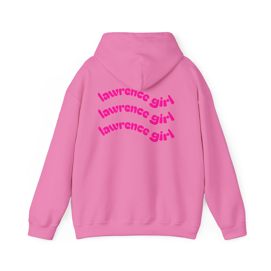 Lawrence Girl Hoodie – Retro Pink Wave Back Print Hooded Sweatshirt