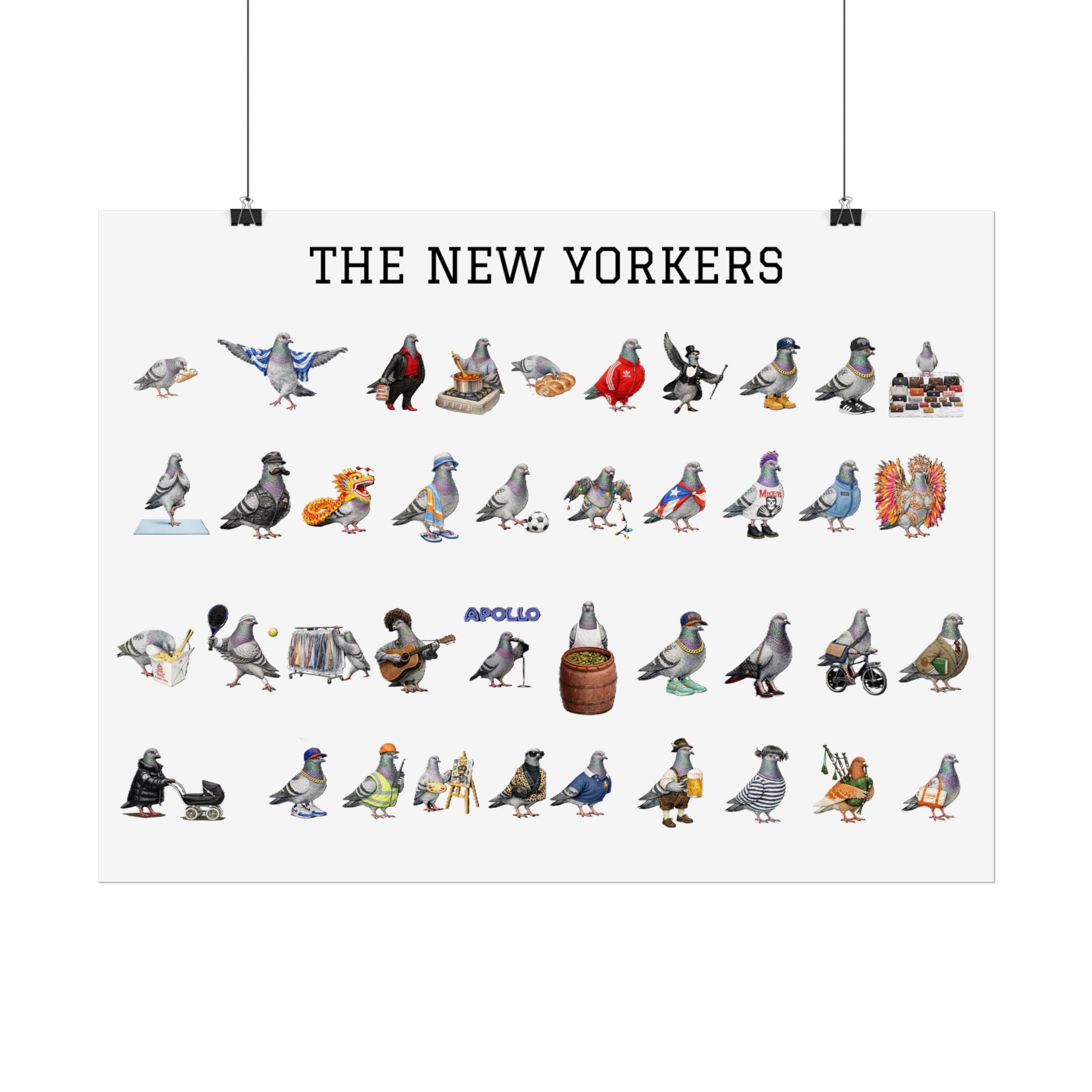 The New Yorkers Neighborhood Pigeons Rolled Poster | NYC Pigeon Gift for Bird Lovers