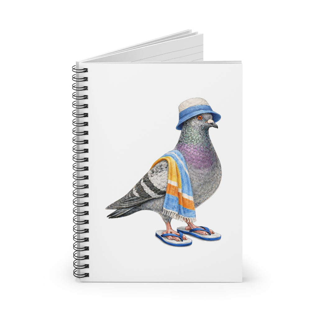 Customizable Coney Island NYC Pigeon Spiral Journal | Brooklyn Beach Bum Bird Lovers Notebook