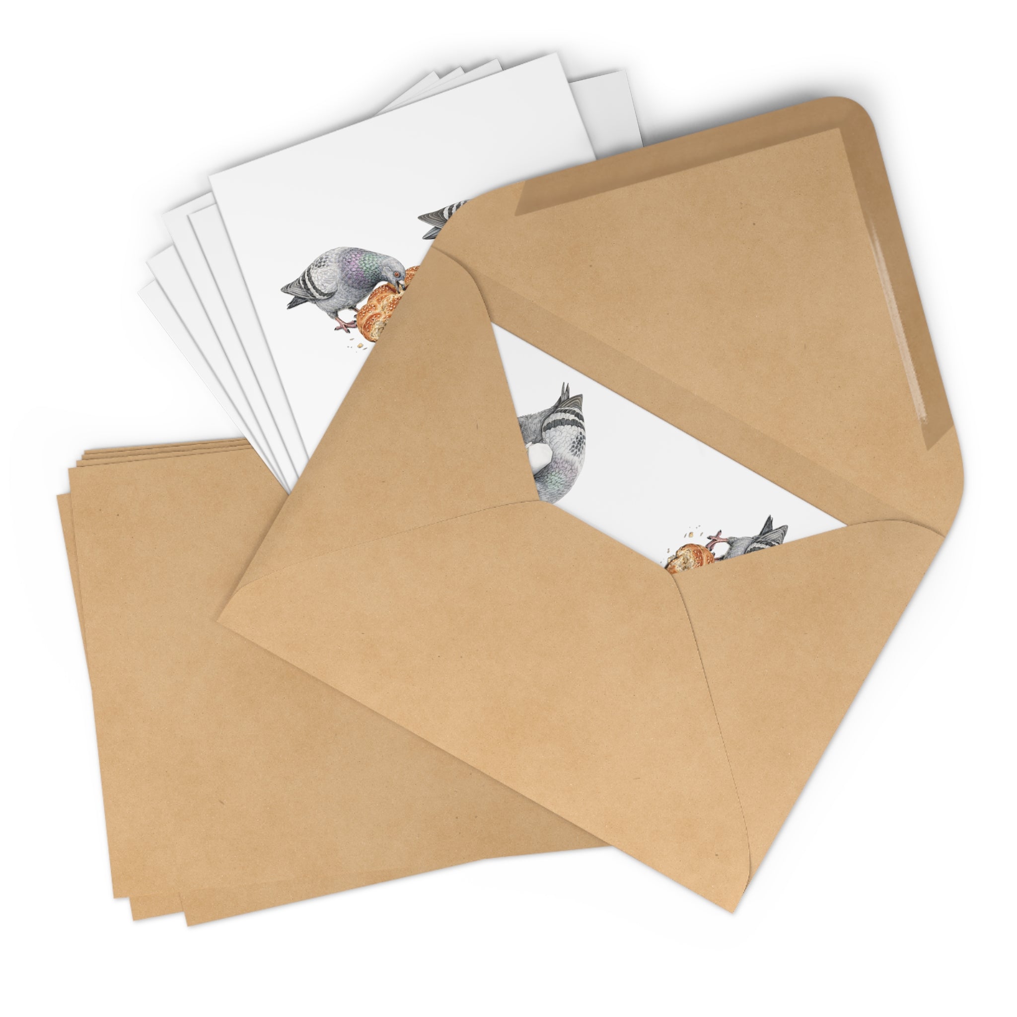 Foodie NYC Pigeon Greeting Cards |  Dinner Party Bird Lover Food Card Pack of 7