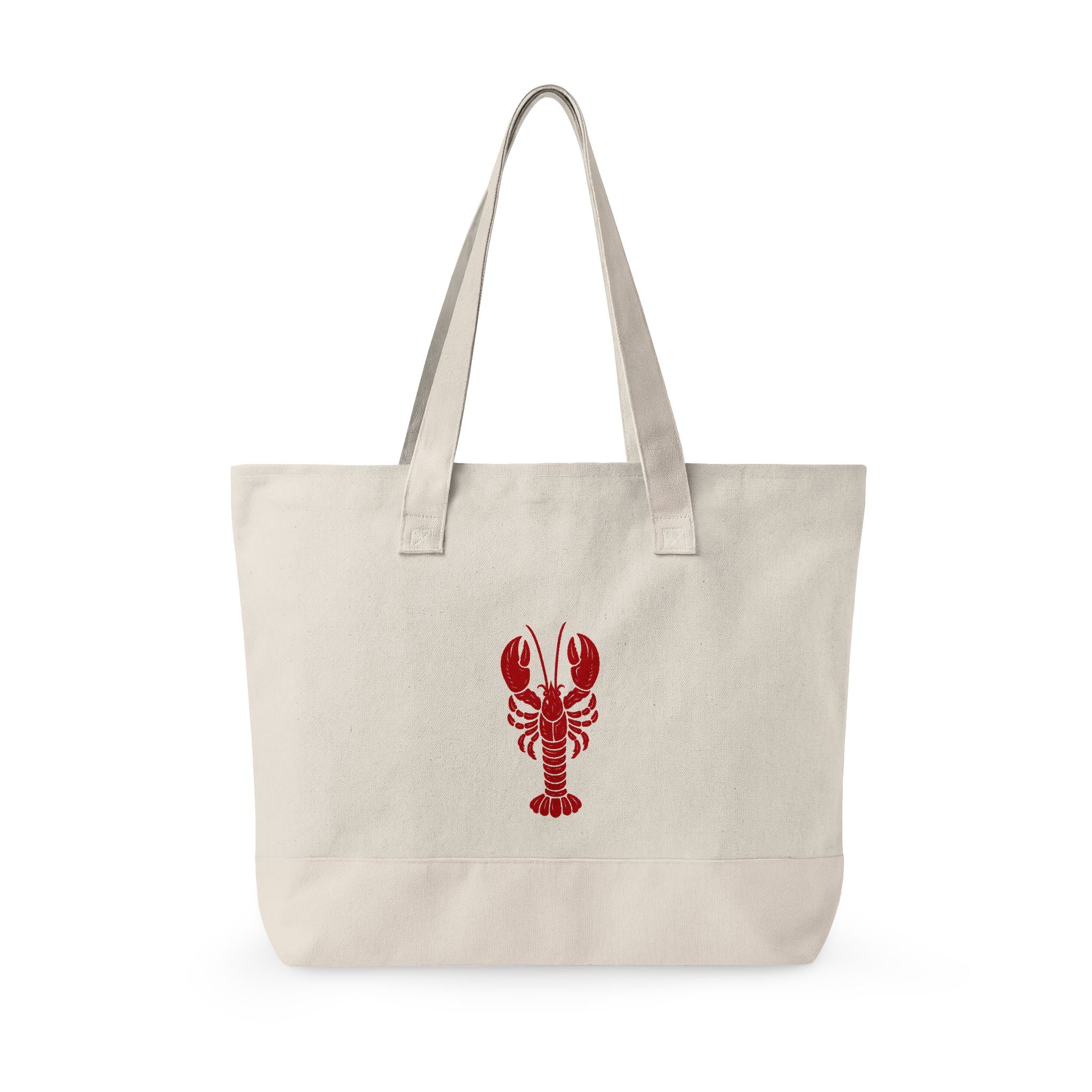 Hamptons Market Tote with Nautical Lobster & Sailboat — Coastal Style Zippered Beach Tote