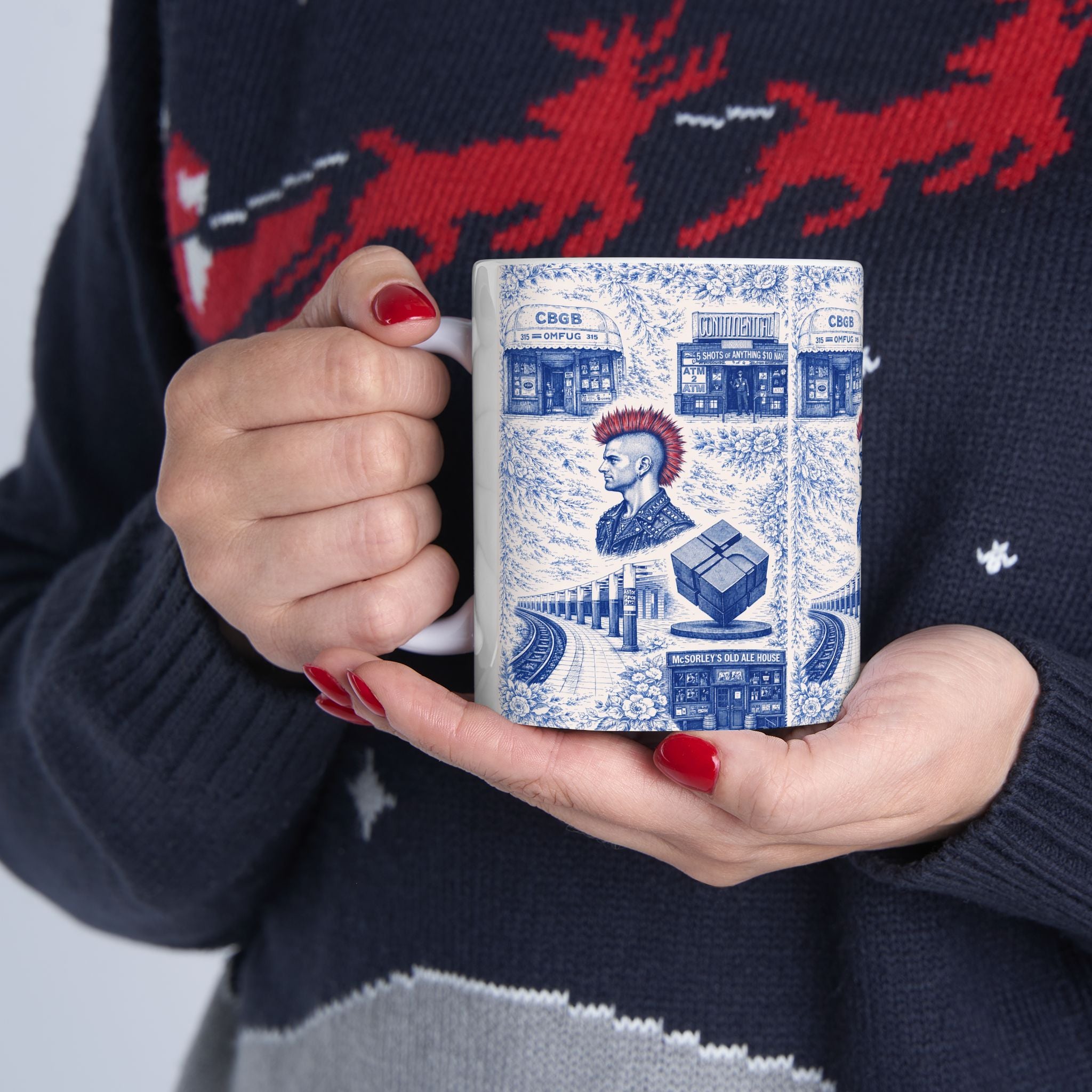 Historic East Village Blue and White Toile de Jouy Mug | NYC Chinoiserie Ceramic Mug