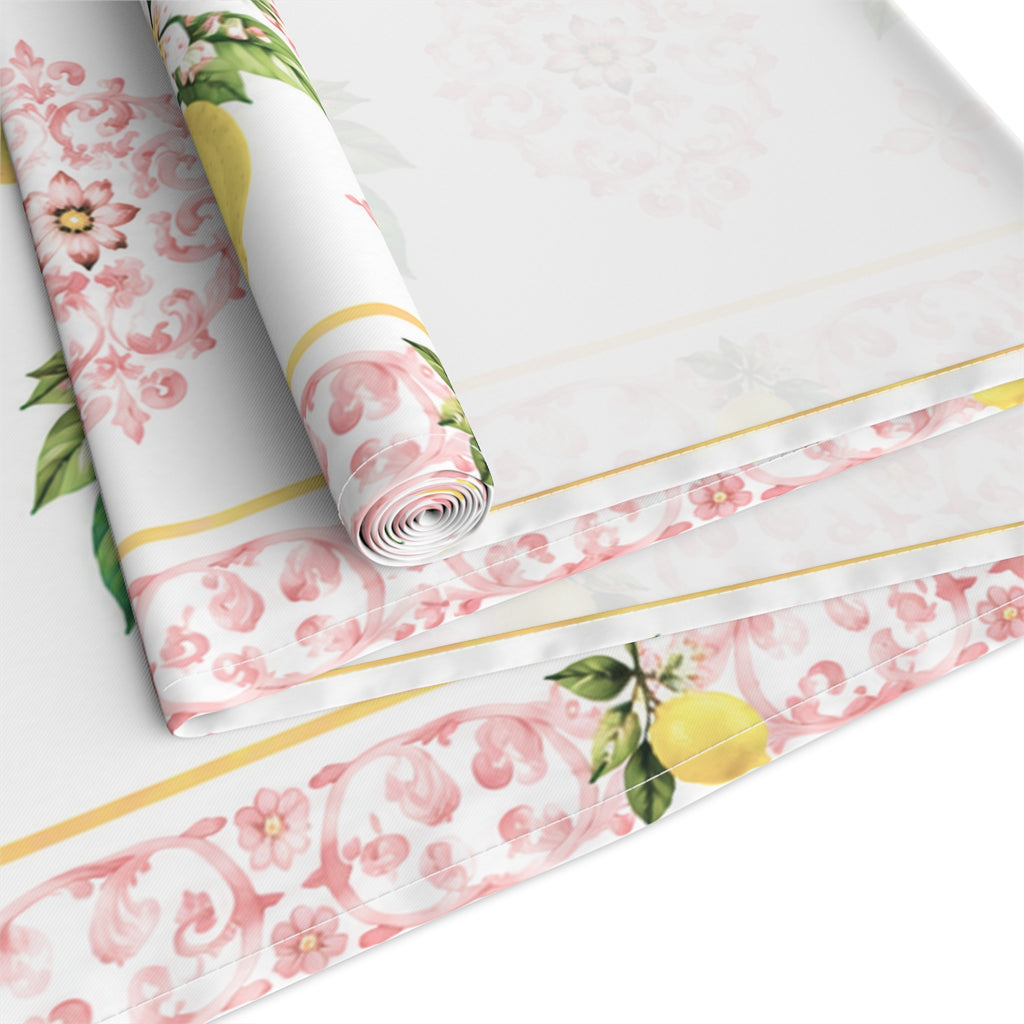 Little Italy Amalfi Pink with Lemon 2 Table Runner – Mediterranean Dining Decor