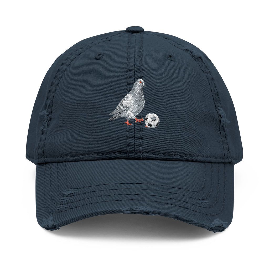Corona NYC Pigeon Dad Hat – Distressed Embroidered New York Soccer Ball Cap