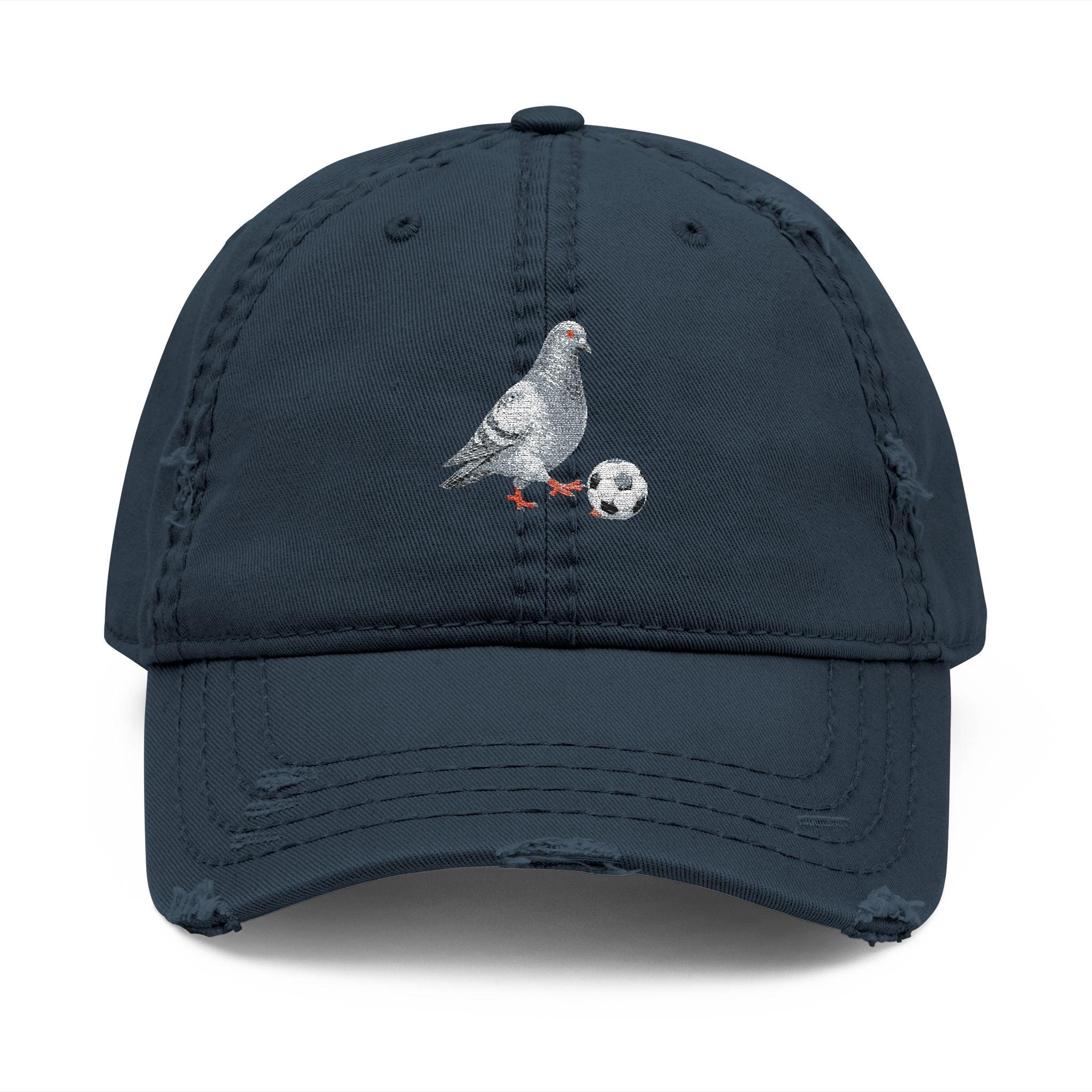 Corona NYC Pigeon Dad Hat – Distressed Embroidered New York Soccer Ball Cap