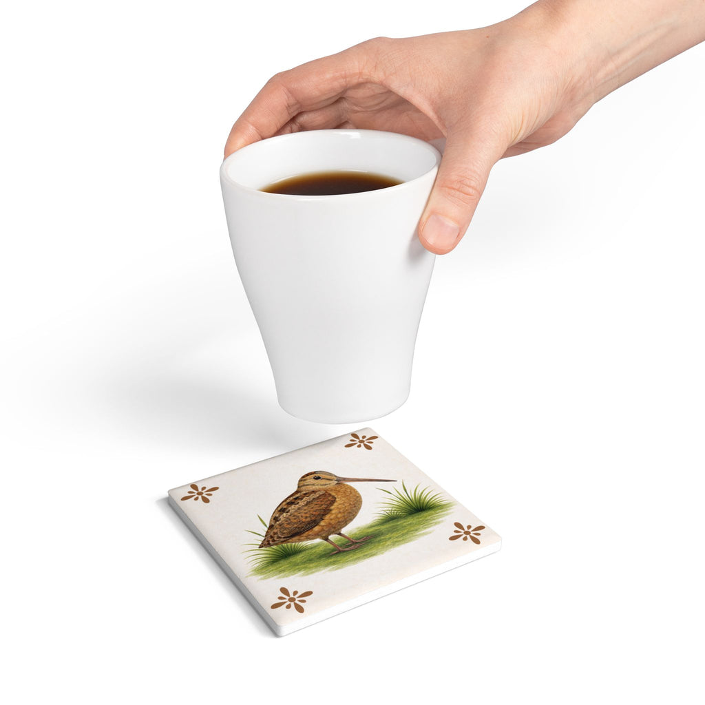 Bryant Park American Woodcock Ceramic Coaster  – NYC Bird Lover Azulejos-style Tile Drink Coaster