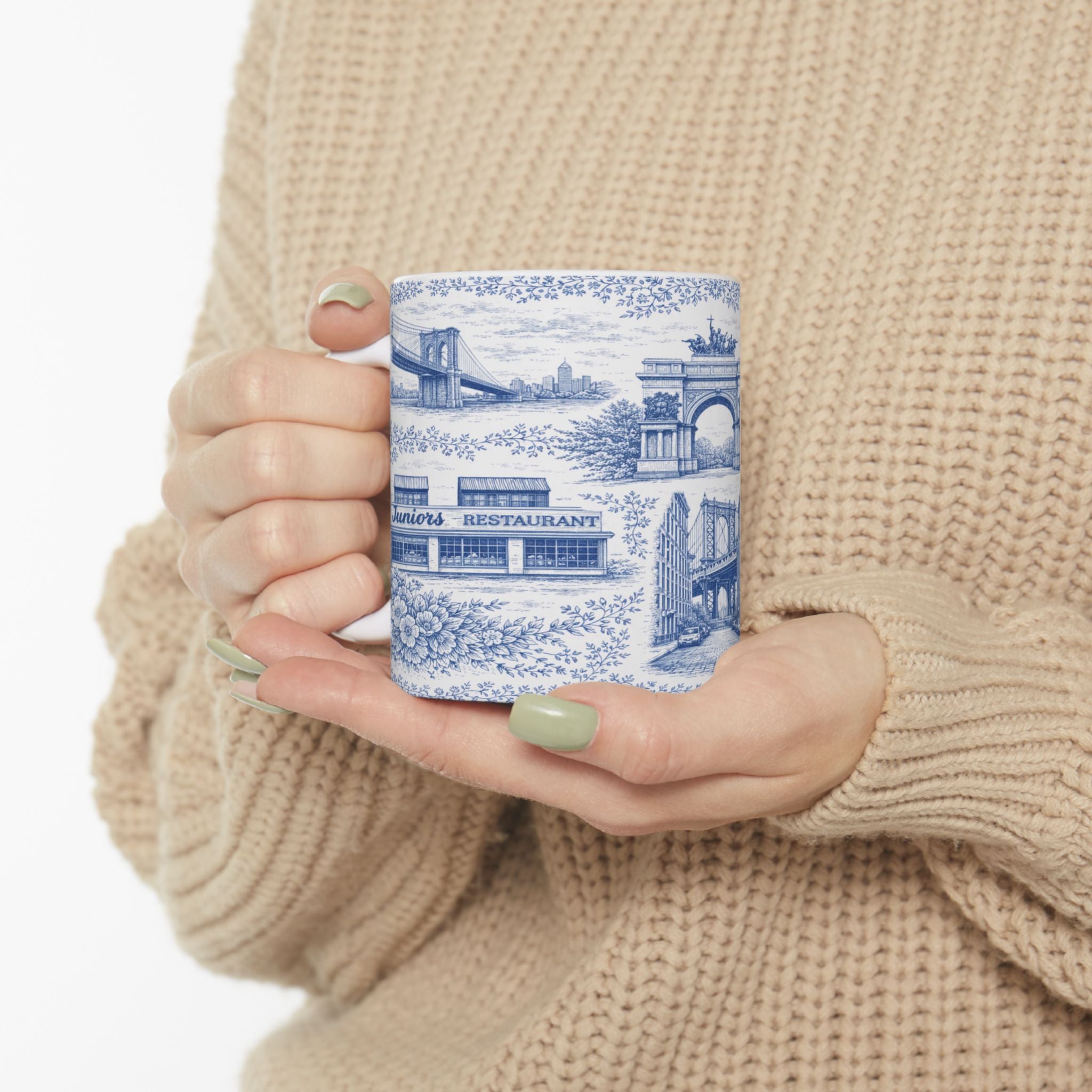 Brooklyn Blue Toile de Jouy Mug | NYC Chinoserie Ceramic Mug