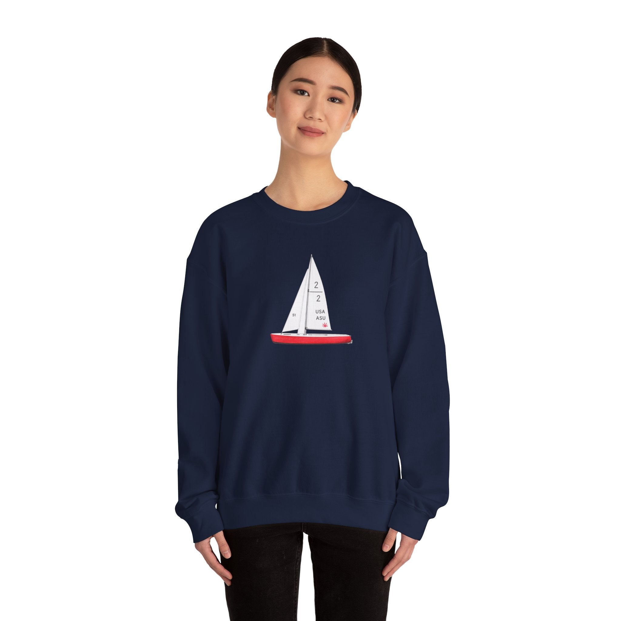 Central Park Model Sailboat Crewneck Sweatshirt — NYC Coastal Nautical Graphic Sweater