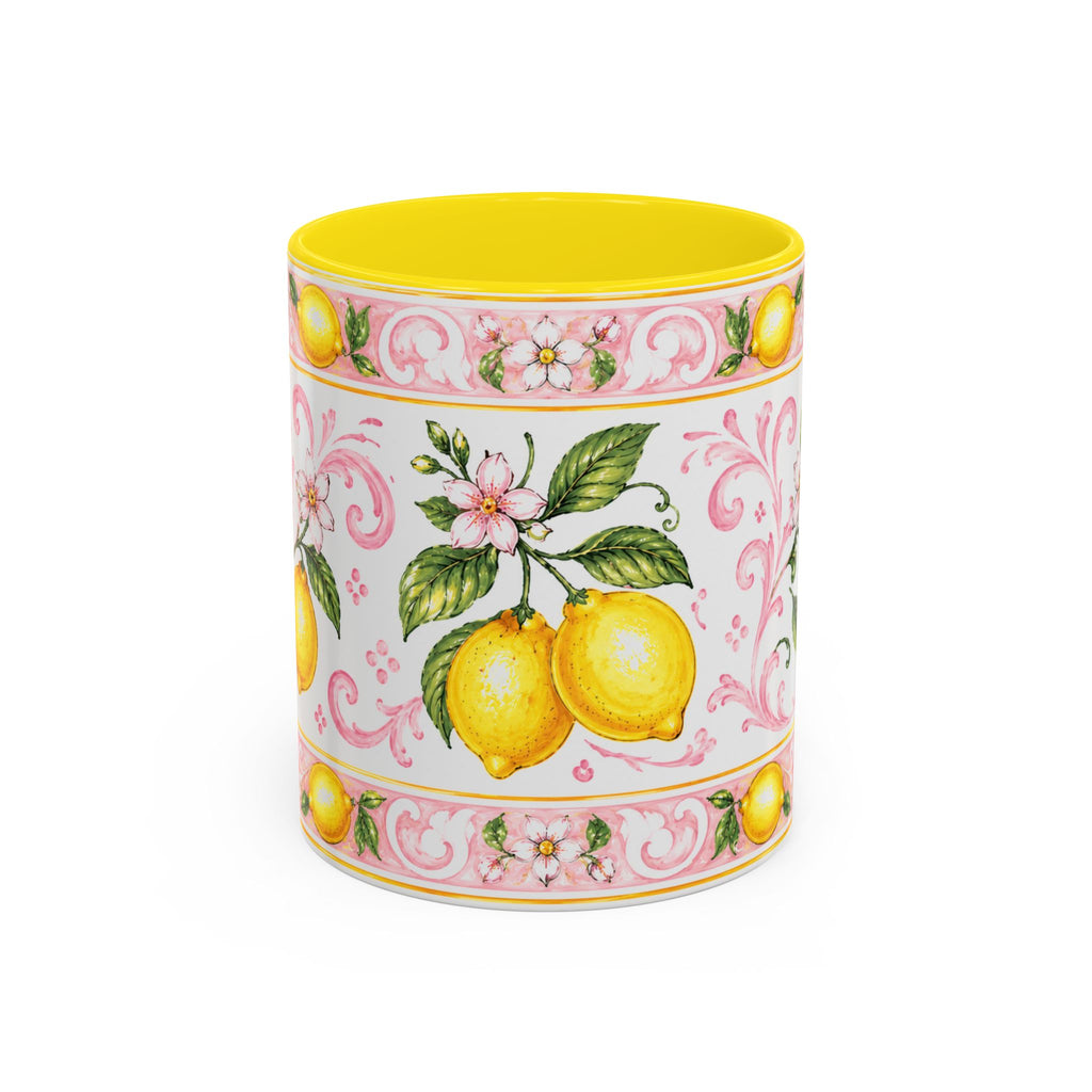 Little Italy Amalfi Pink Lemon 4 Accent Mug — La Dolce Vita Ceramic Kitchen Mug (11oz)