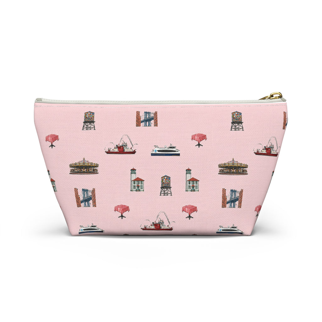 Icons of DUMBO Pink Accessory Pouch — T-Bottom Makeup Bag