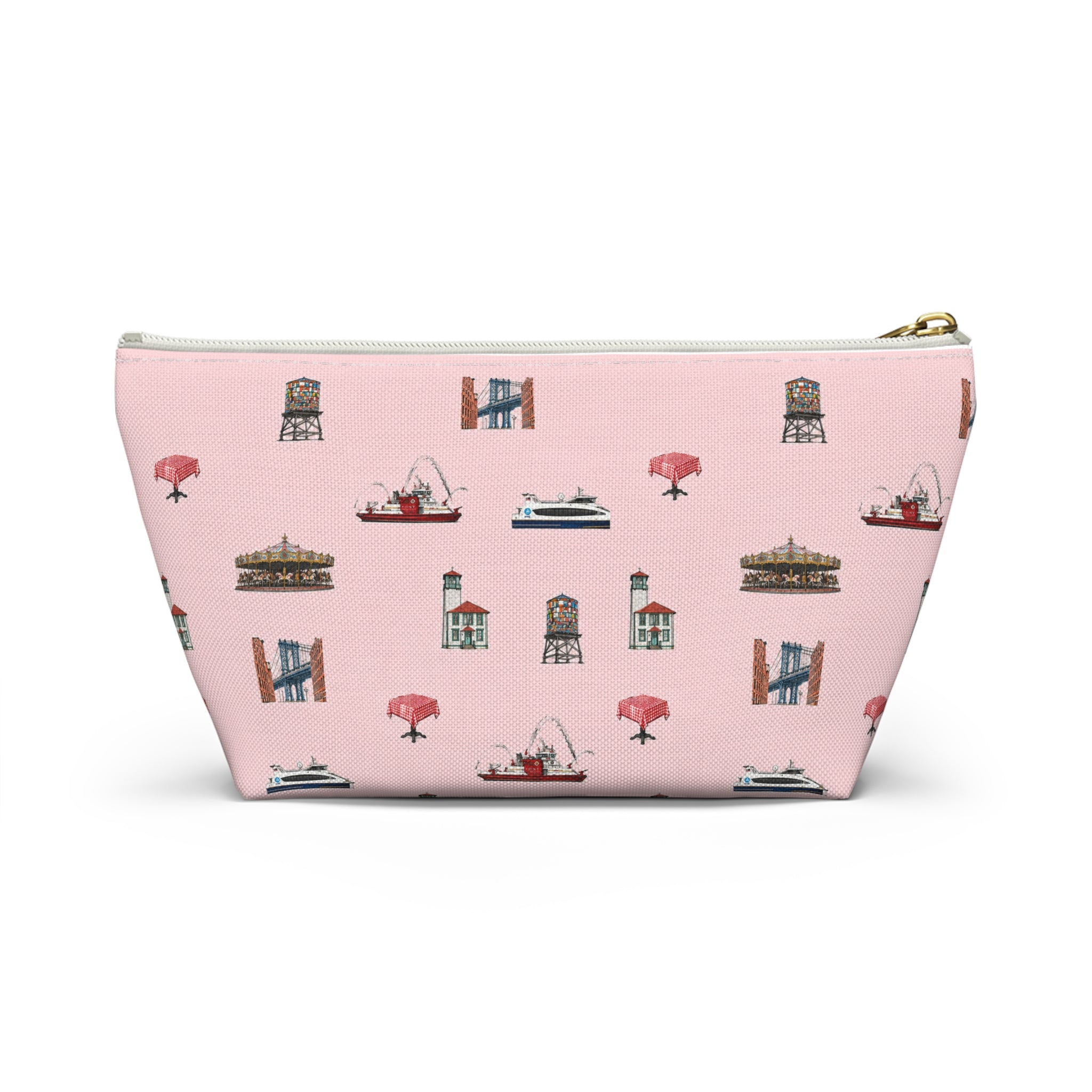 Icons of DUMBO Pink Accessory Pouch — T-Bottom Makeup Bag