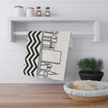NYC Manhattan Skyline Chevron Tea Towel — Minimal Black & White New York City Skyline Kitchen Linen
