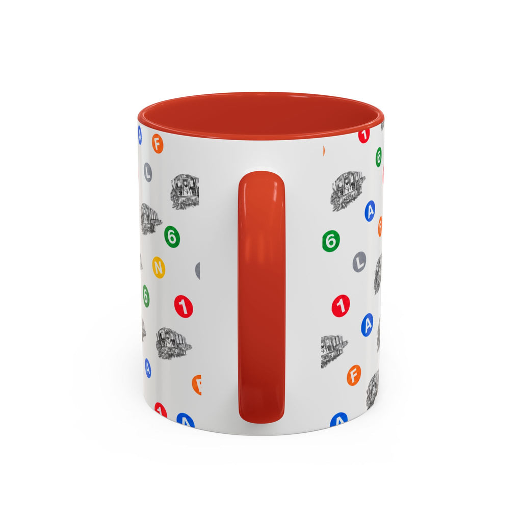 New York Subway Train Transit Icons Mug | NYC Metro Subway Pattern Accent Coffee Tea Mug 11oz