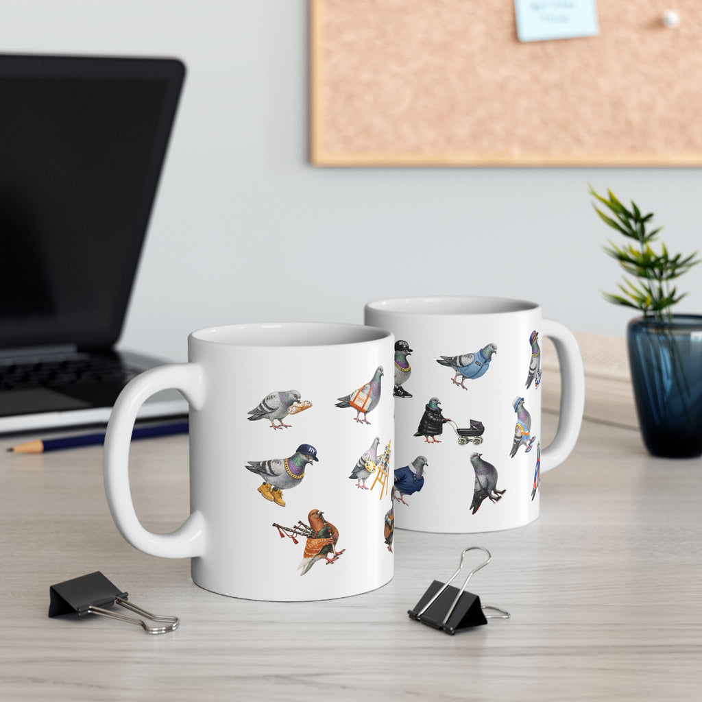 Taza Palomas de Nueva York | Taza de café para amantes de las aves de NYC