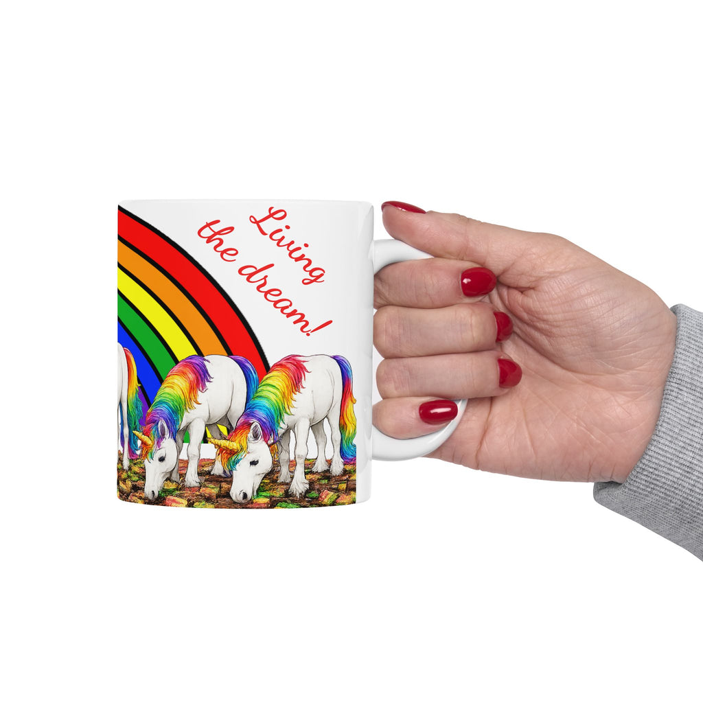 NYC Living the Dream Rainbow Unicorn Mug —  Rainbow Cookies New York Is a Fairy Tale Ceramic Coffee Cup