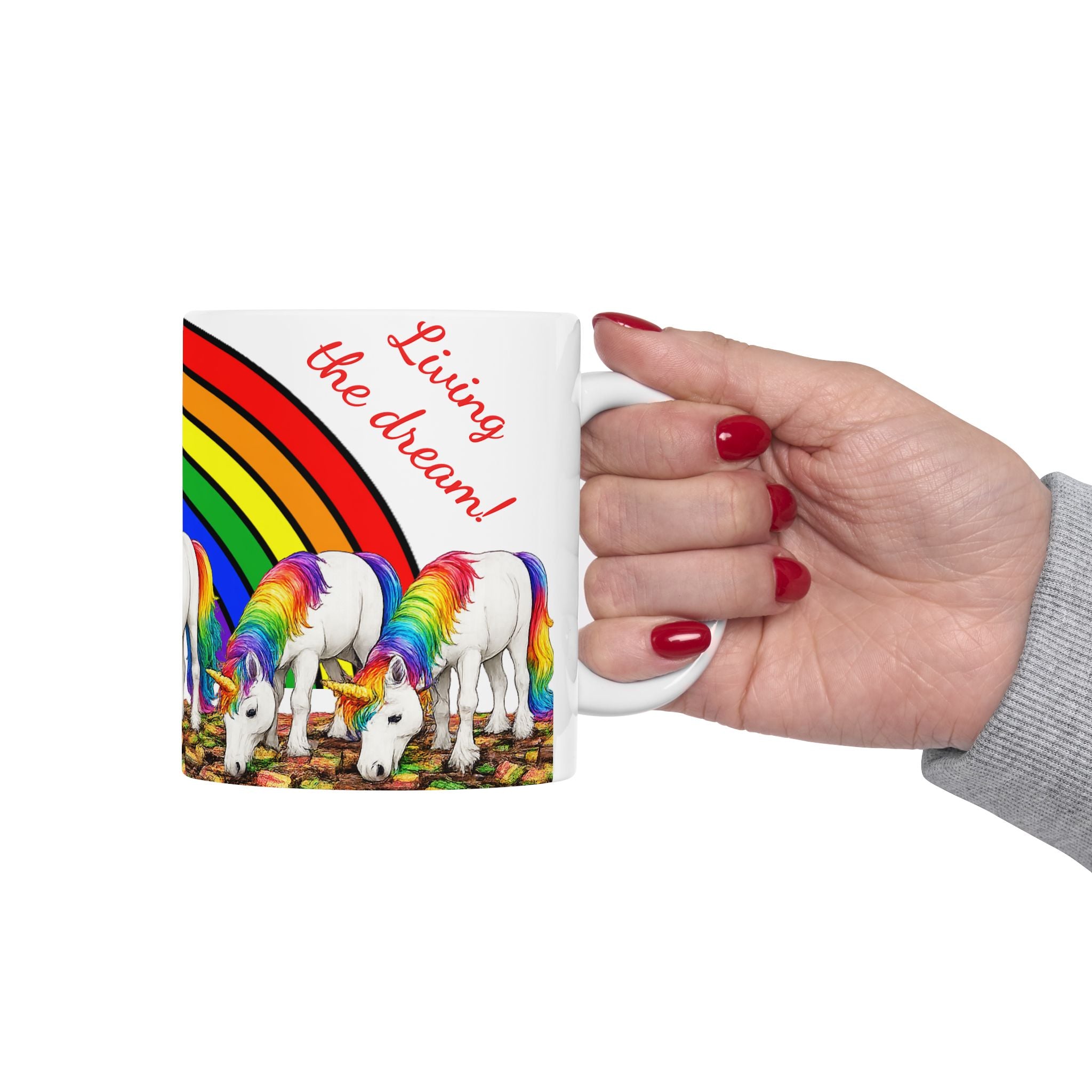 NYC Living the Dream Rainbow Unicorn Mug —  Rainbow Cookies New York Is a Fairy Tale Ceramic Coffee Cup