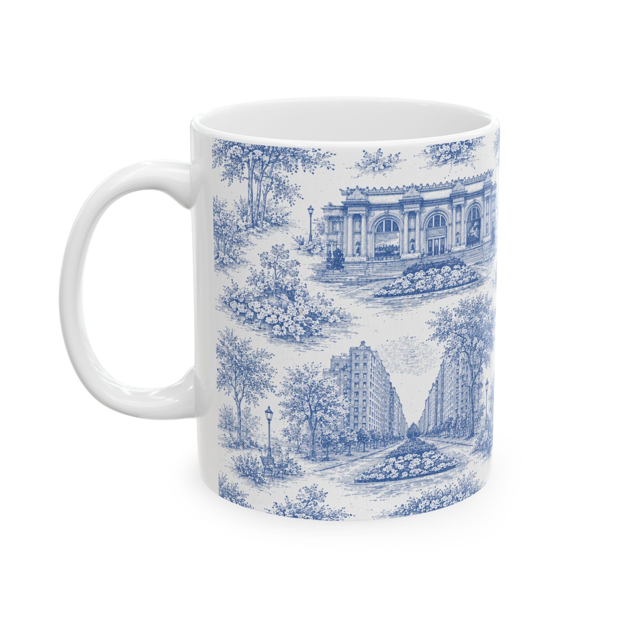 Upper East Side Blue Toile de Jouy Mug | New York Chinoiserie Ceramic Mug