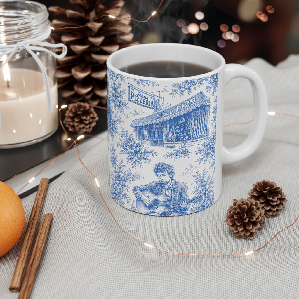 Greenwich Village Blue Toile de Jouy Mug | NYC Chinoiserie Ceramic Coffee Cup