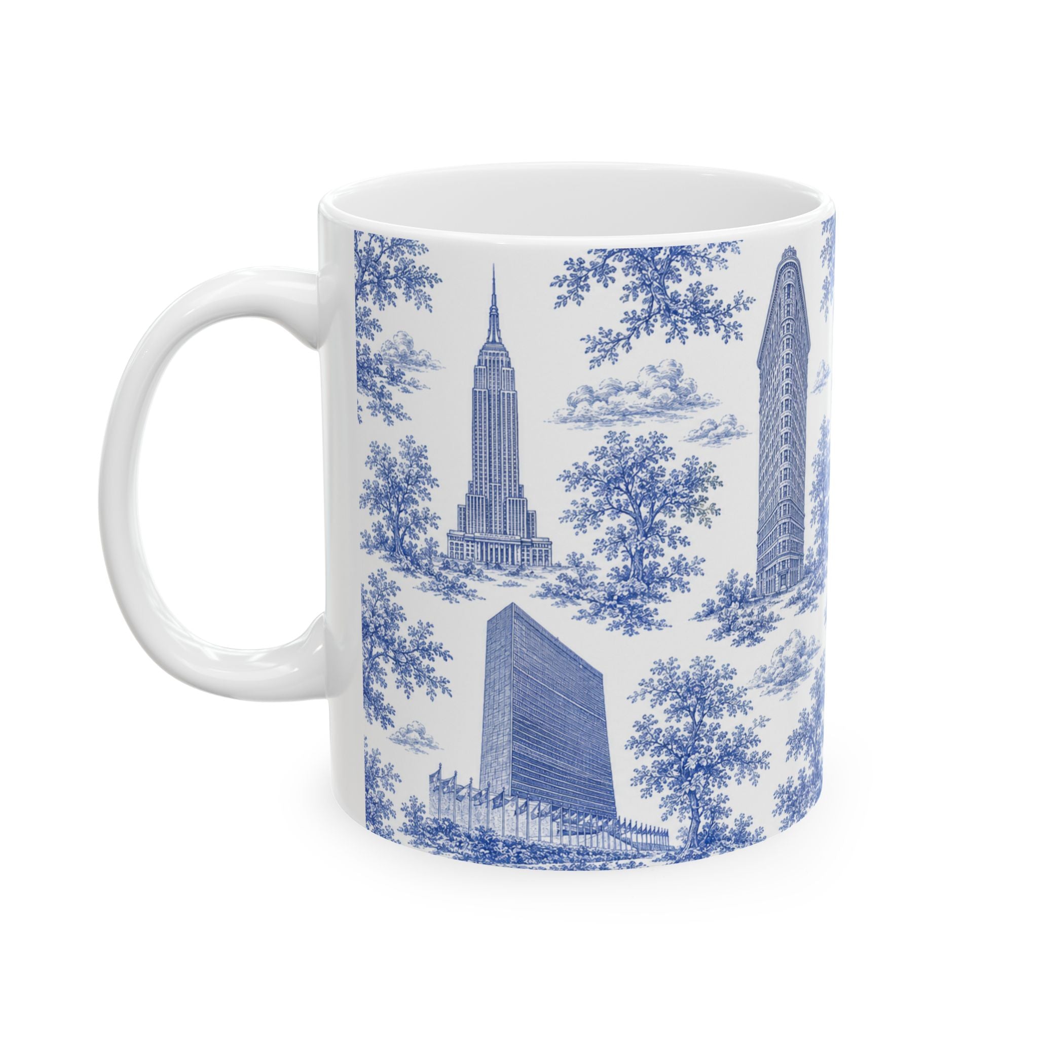 Manhattan BlueToile de Jouy Mug | New York City Chinoiserie Ceramic Mug