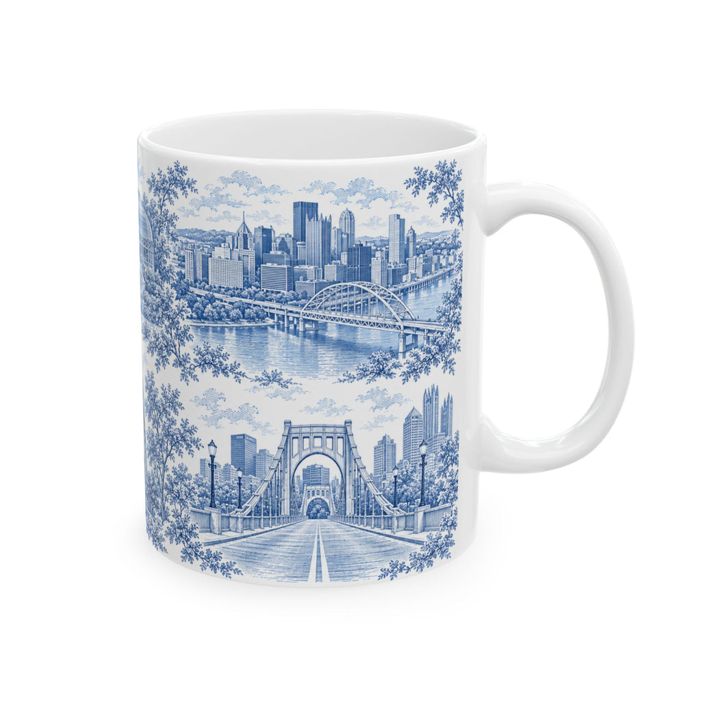Pittsburgh Blue Toile de Jouy Ceramic Mug — Pennsylvania Chinoiserie 11oz/15oz