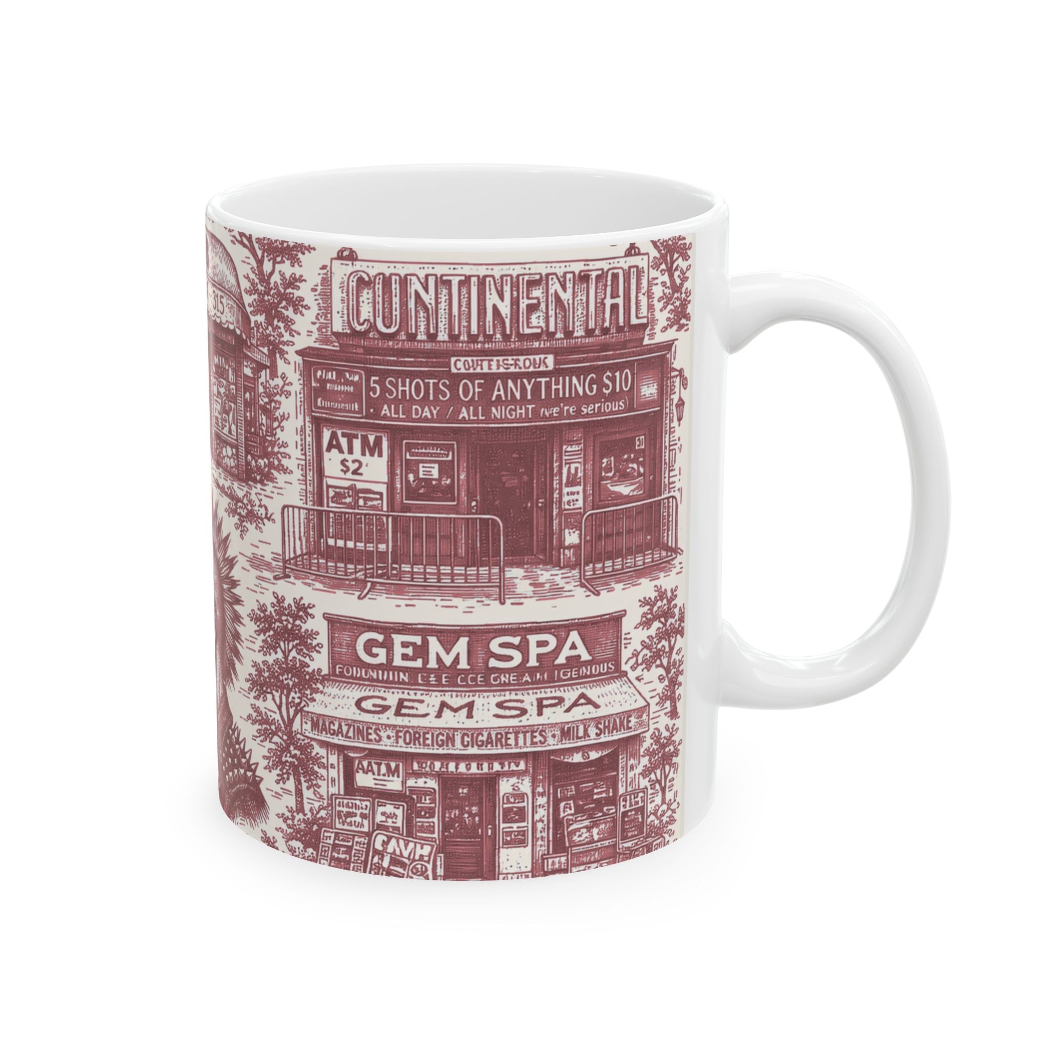 East Village Red Toile de Jouy  Mug | NYC Chinoiserie Ceramic Mug