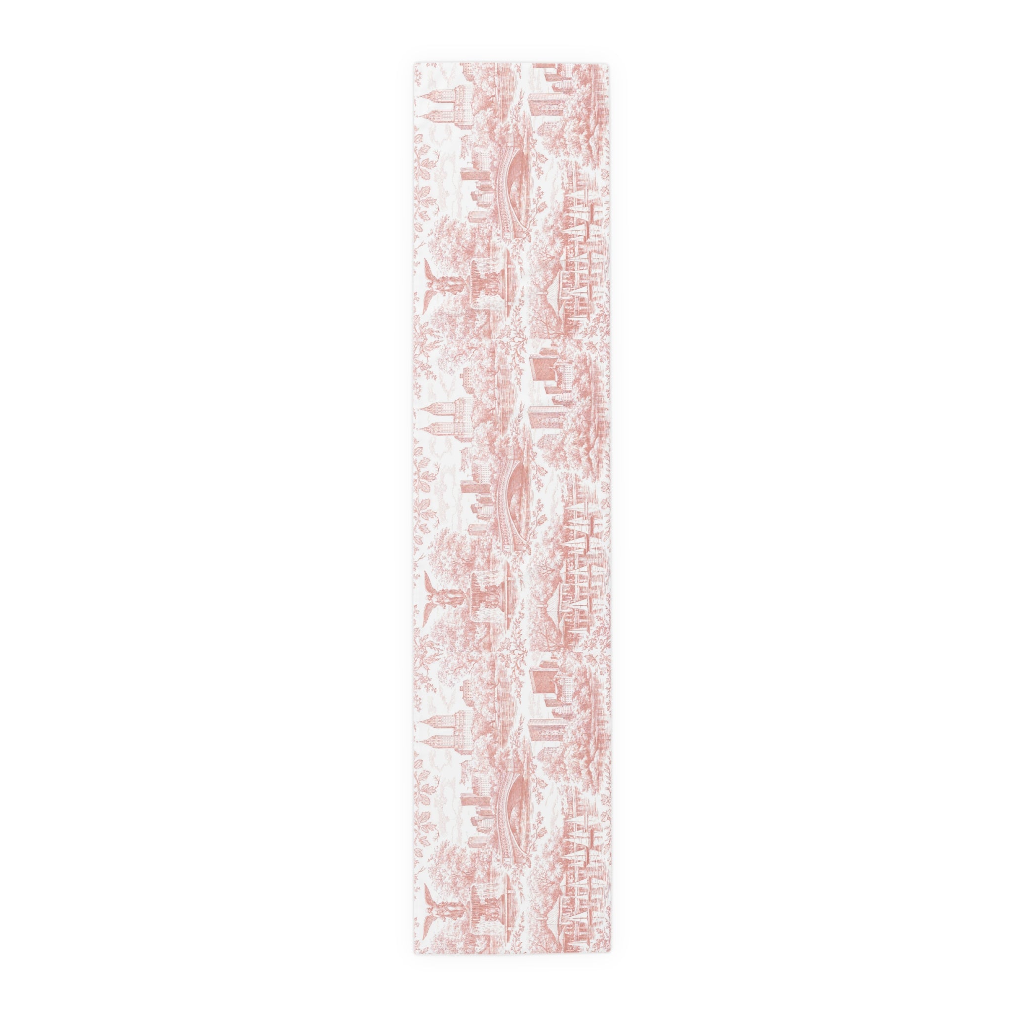 Central Park NYC Red Toile de Jouy Table Runner — New York Chinoiserie Dining Table Decor